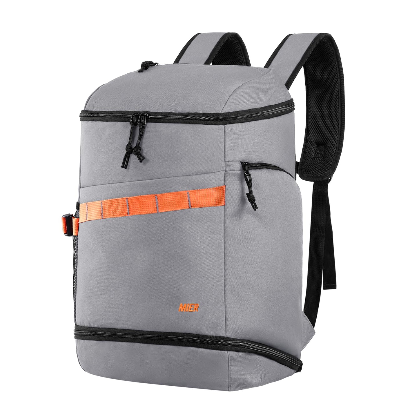 MIER Gym Backpack for Men Women, 35L Basketball Backpack with Shoe Compartment & Wet Pocket Waterproof Sports bag for Travel Workout, Gray
