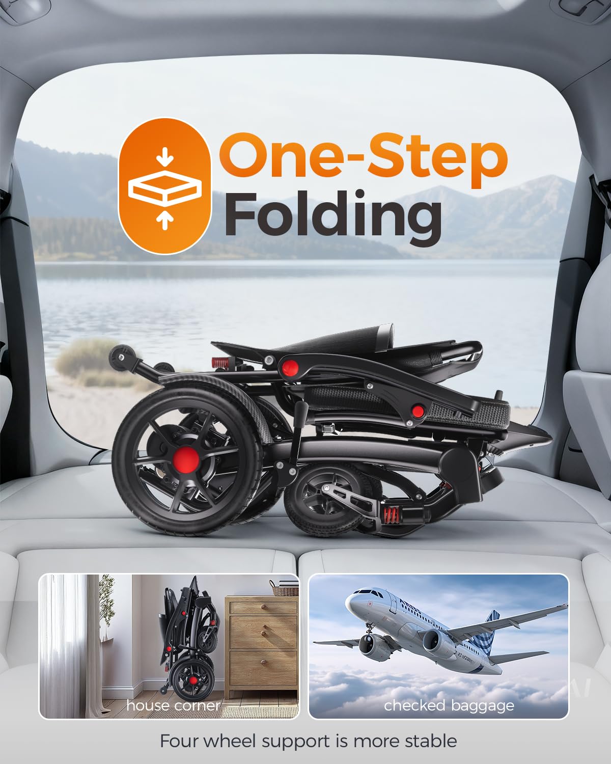 Serianie 39LB Ultra Lightweight 25 Miles Electric Wheelchairs for Adults, Foldable Motorized Wheelchair for Seniors, Long Travel Range Mobility Scooter, All Terrain Compact Portable Power Wheelchair