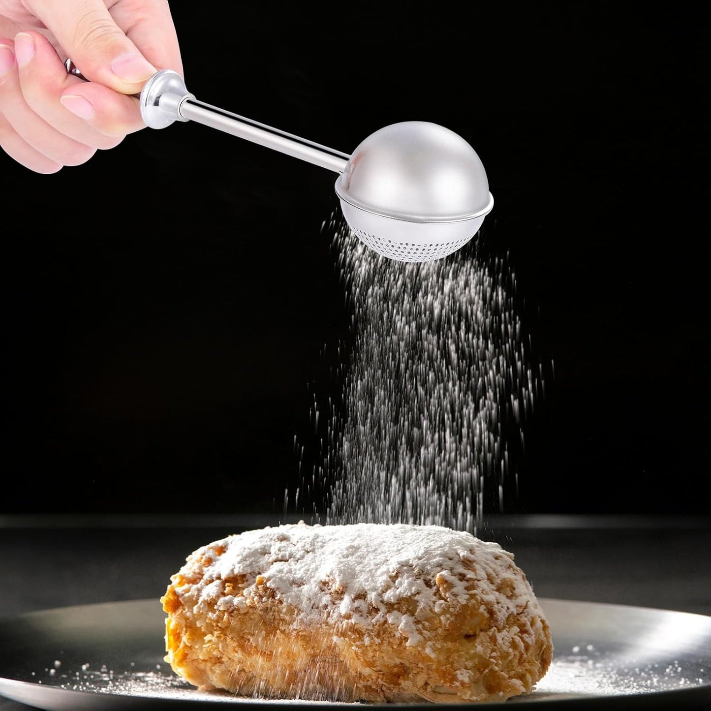 XVBITOR Sugar Shaker - Stainless Steel Powdered Sugar Duster with Fine Mesh Dispenser & Spring Handle
