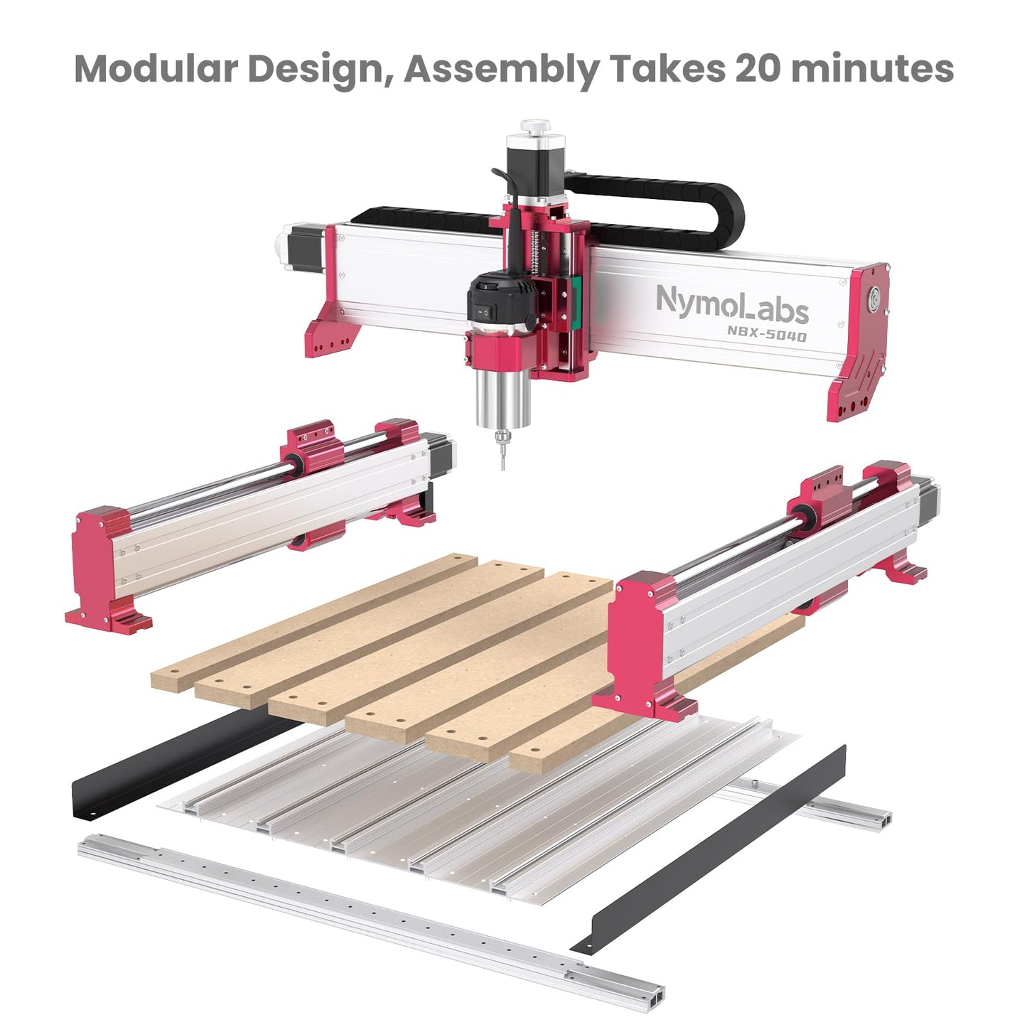 NymoLabs NBX-5040 CNC Router Machine with Custom-Made 710W 7000-30000 RPM Trim Router Spindle & ER-11 Collet, Milling Engraving for Wood Acrylic Aluminum