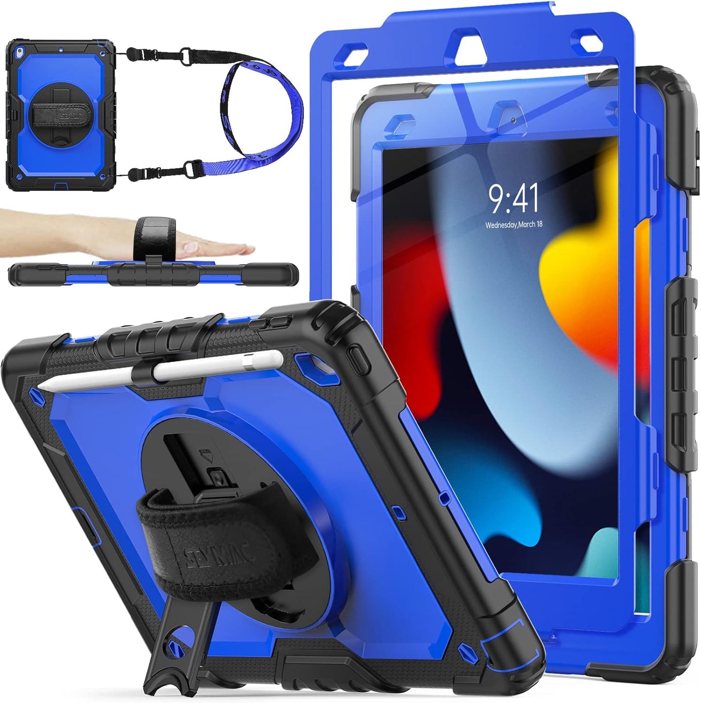 SEYMAC stock 9th/ 8th/ 7th 10.2'', [360 10.2 inch 2021-2019 Case for iPad Generation Shockproof with Screen Protector