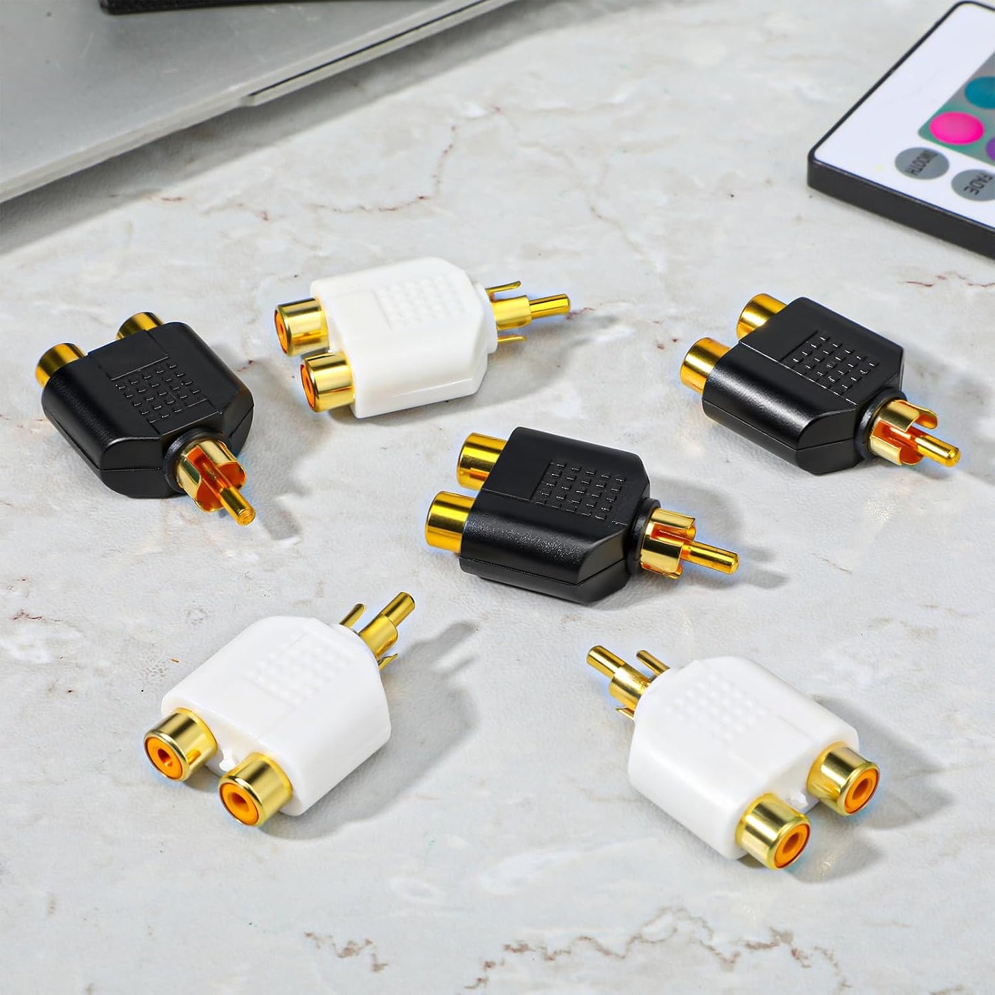 Xyembu 6Pcs 1 2 RCA Y Splitter Adapter Male Female Audio Video Y Splitter Adapters for Audio Video Av TV Cable