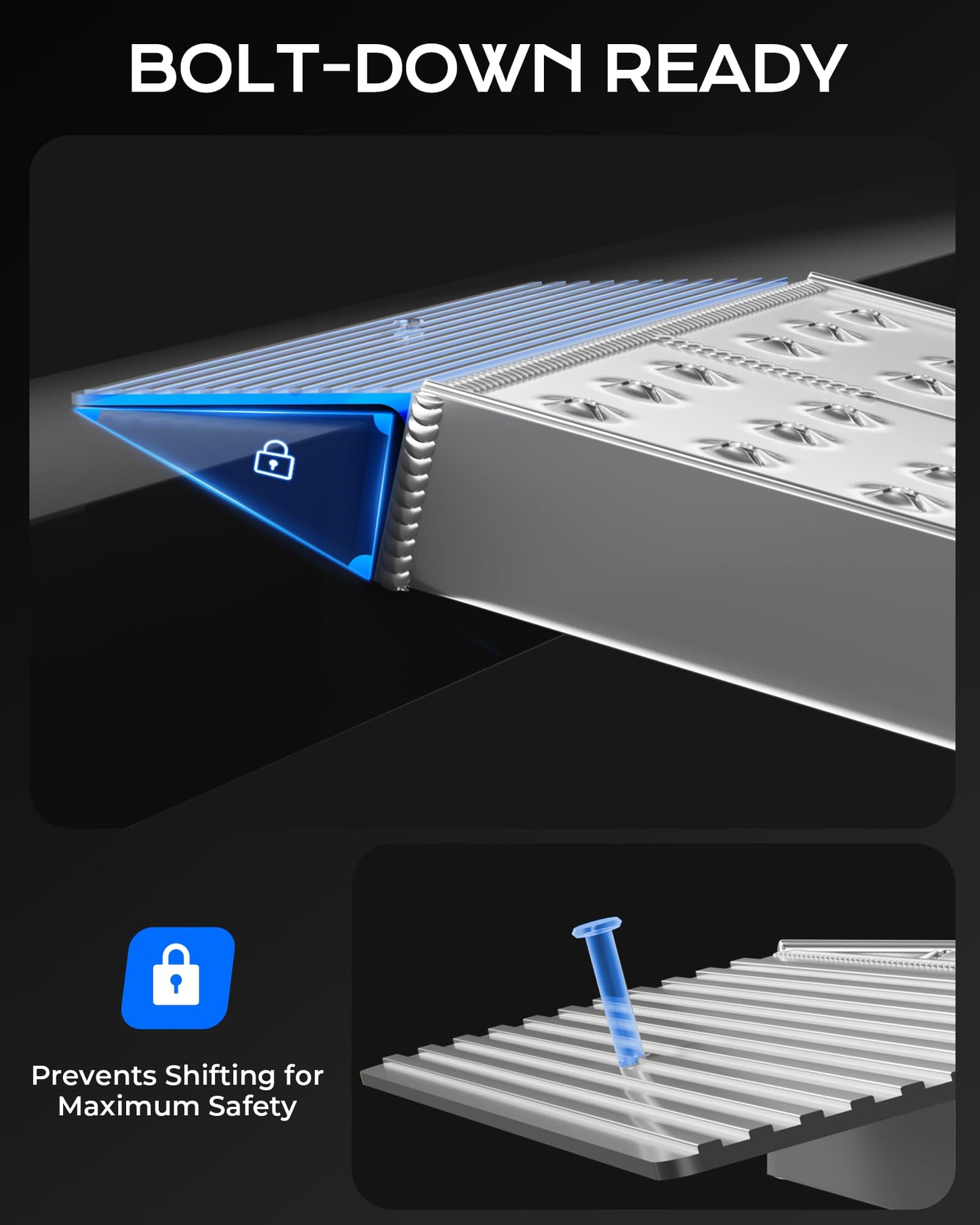 KOLOTOOL 55" L x 11" W Aluminum Shed Ramps for Riding Lawn Mower, Loading Ramps for Sheds & Barns, 3000 lbs Capacity, Non-Slip Lightweight Portable Ramp for Lawn Mowers, Snow Blower, Garden Tractor