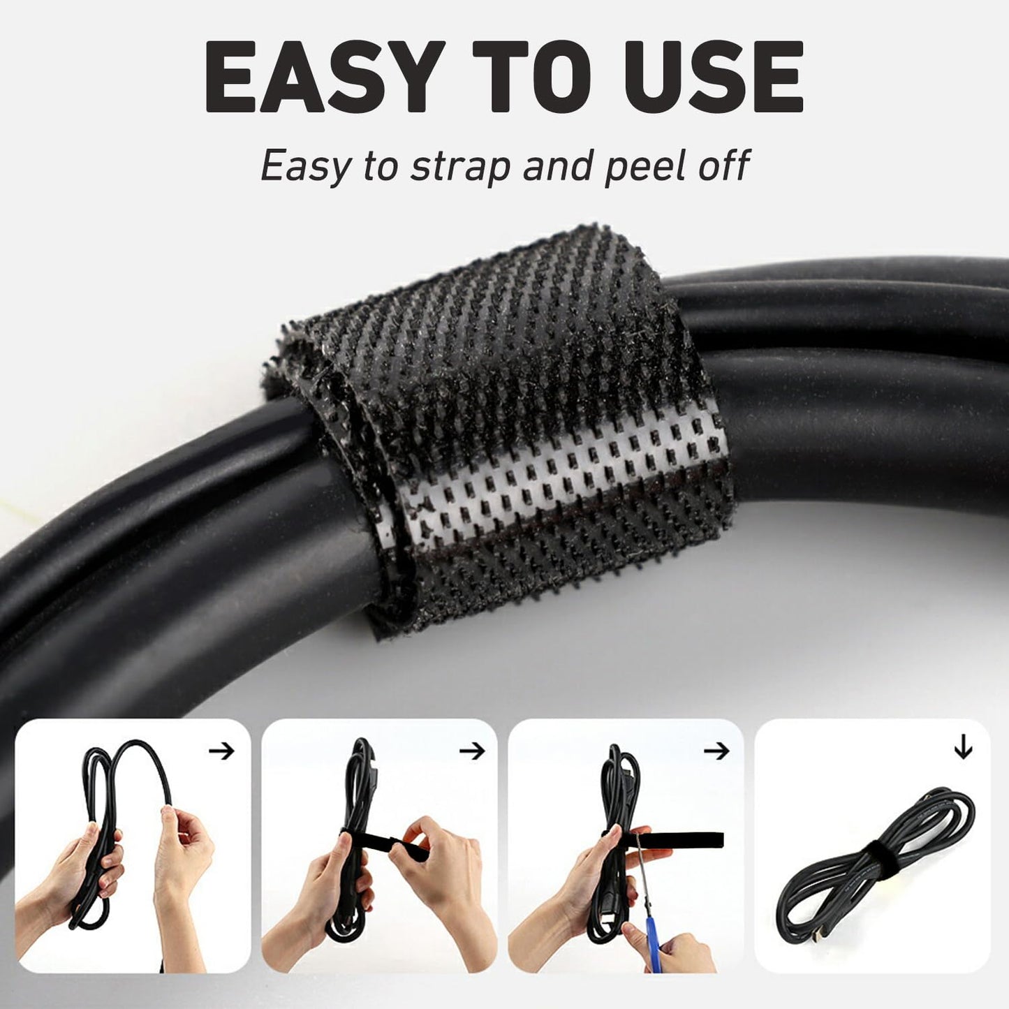 164ft x 1/2 inch Reusable Fastening Cable Ties, Hitotsu Hook and Loop Roll, Self-Gripping Bundling Strips for Cord Manage,Home, Office, Electrical Cords, Data Center, Host Room, Black, 2 Roll