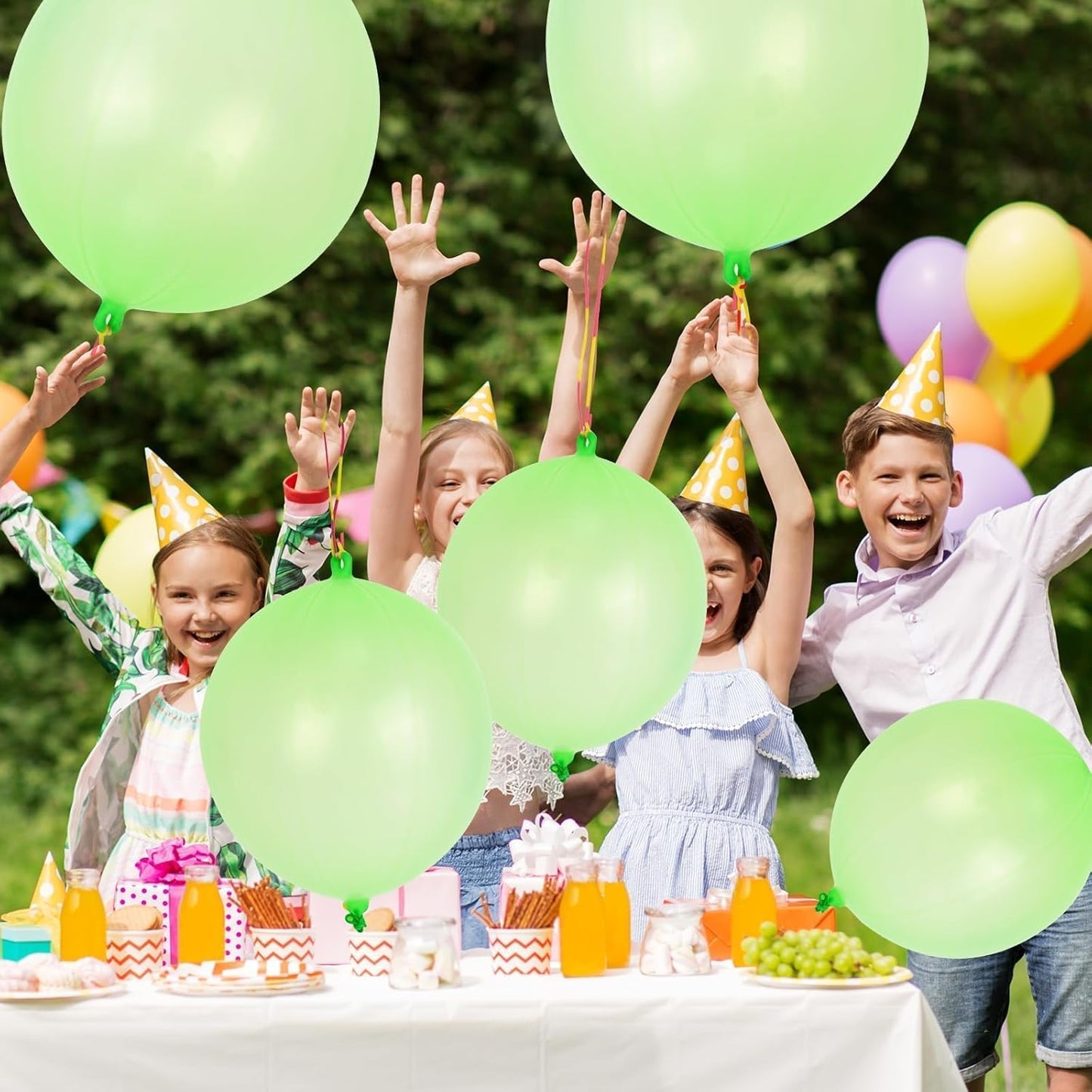 Punch Balloons by Green - 36 Pcs with Rubber Band Handle for Easy Grip | Perfect for Kids’ Birthday Parties & Outdoor Play