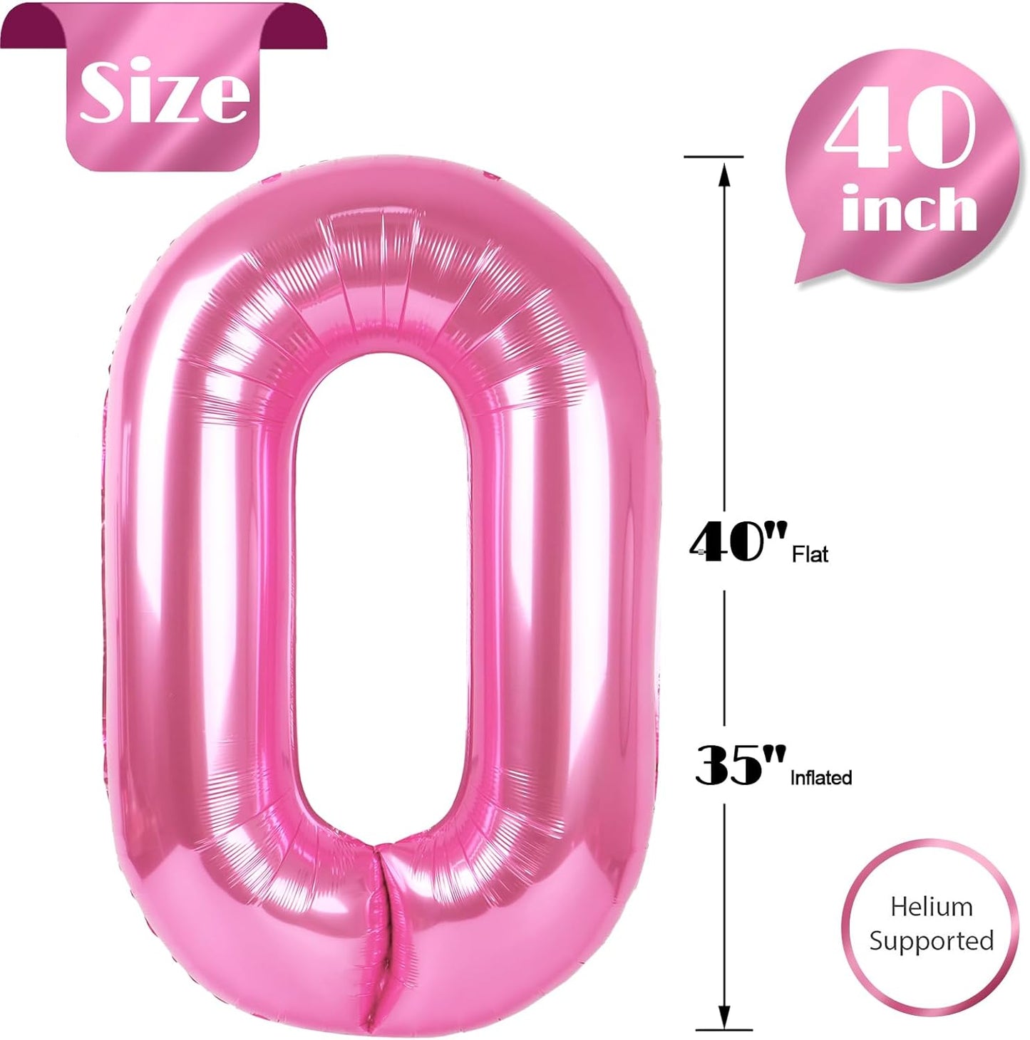 Pink Number Balloon - 40 Inch 0 Balloon for Birthday Decorations | Perfect Party Supplies for Women