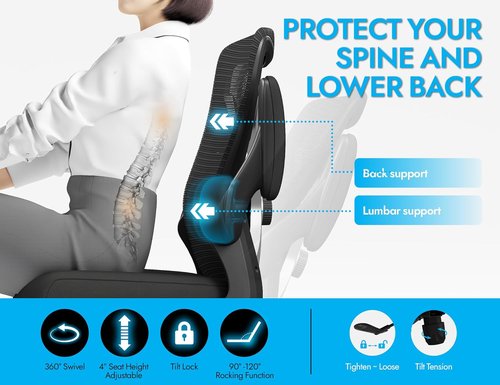 Ergalithic Ergonomic Office Chair - Comfy Mesh High-Back Gaming Chair with Adjustable Lumbar Support | Ideal for Long Hours