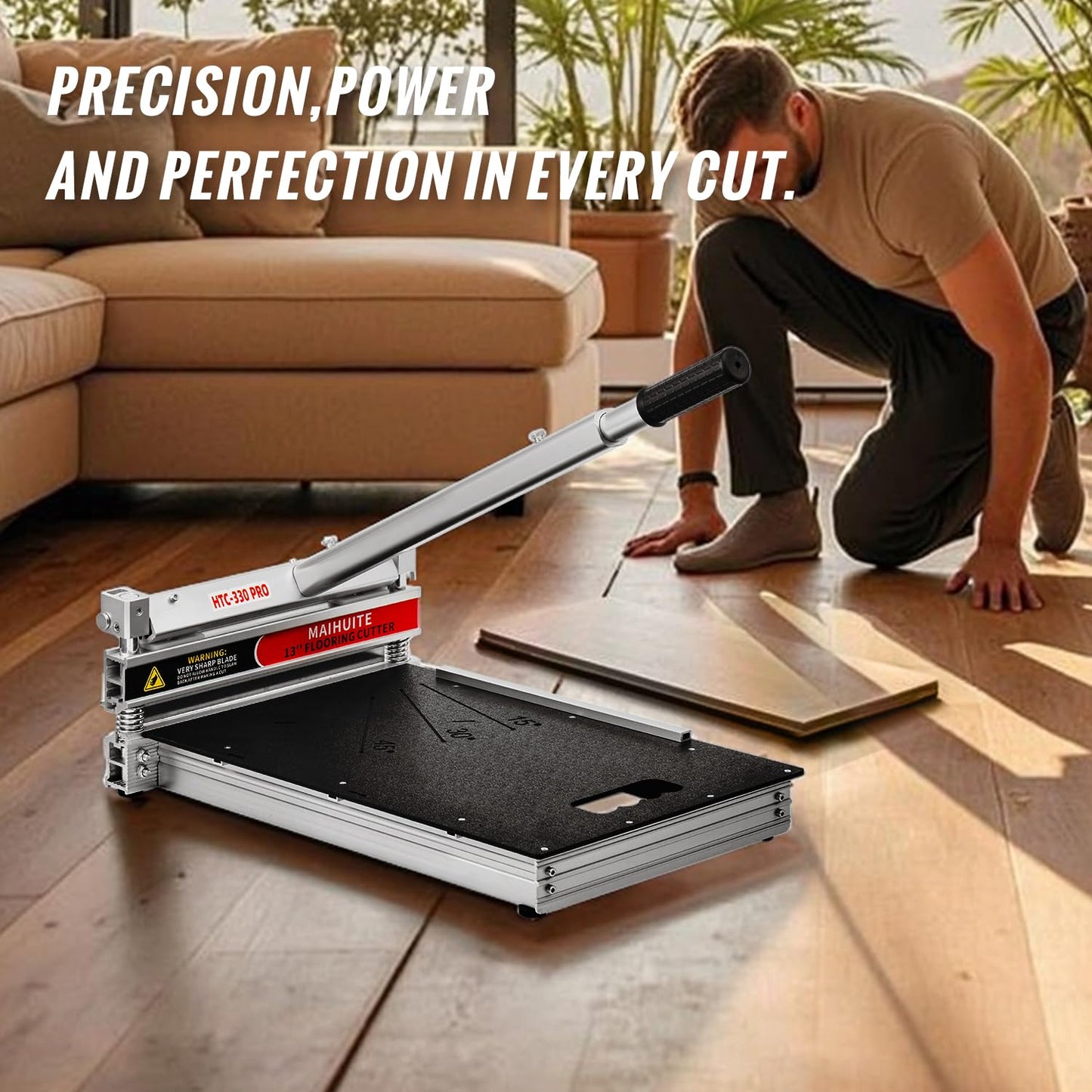 17mm Thick Upgrade Stability Heavy Laminate Floor Cutter,13" Professional Vinyl Flooring Cutter with 15° /30° /45°Adjustable Angle Settings,Cuts Laminate, LVP,LVT,SPC,Engineered Hardwood