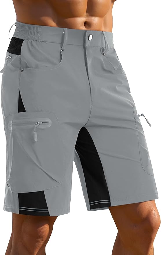 CRYSULLY Men's Hiking Cargo Shorts Outdoor Summer Lightweight Quick Dry Casual Shorts with 5 Pocket