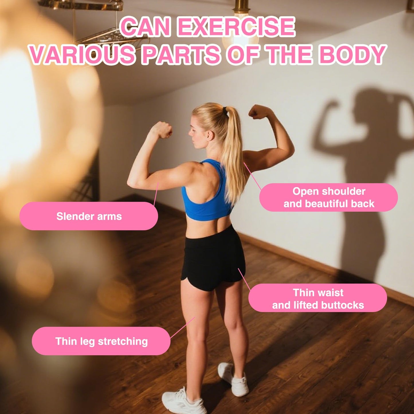 LOGJAM 2 Pcs Figure 8 Resistance Band with Handles, Arm Exercise Bands, Elastic Fitness Strap Exercise Equipment for Women