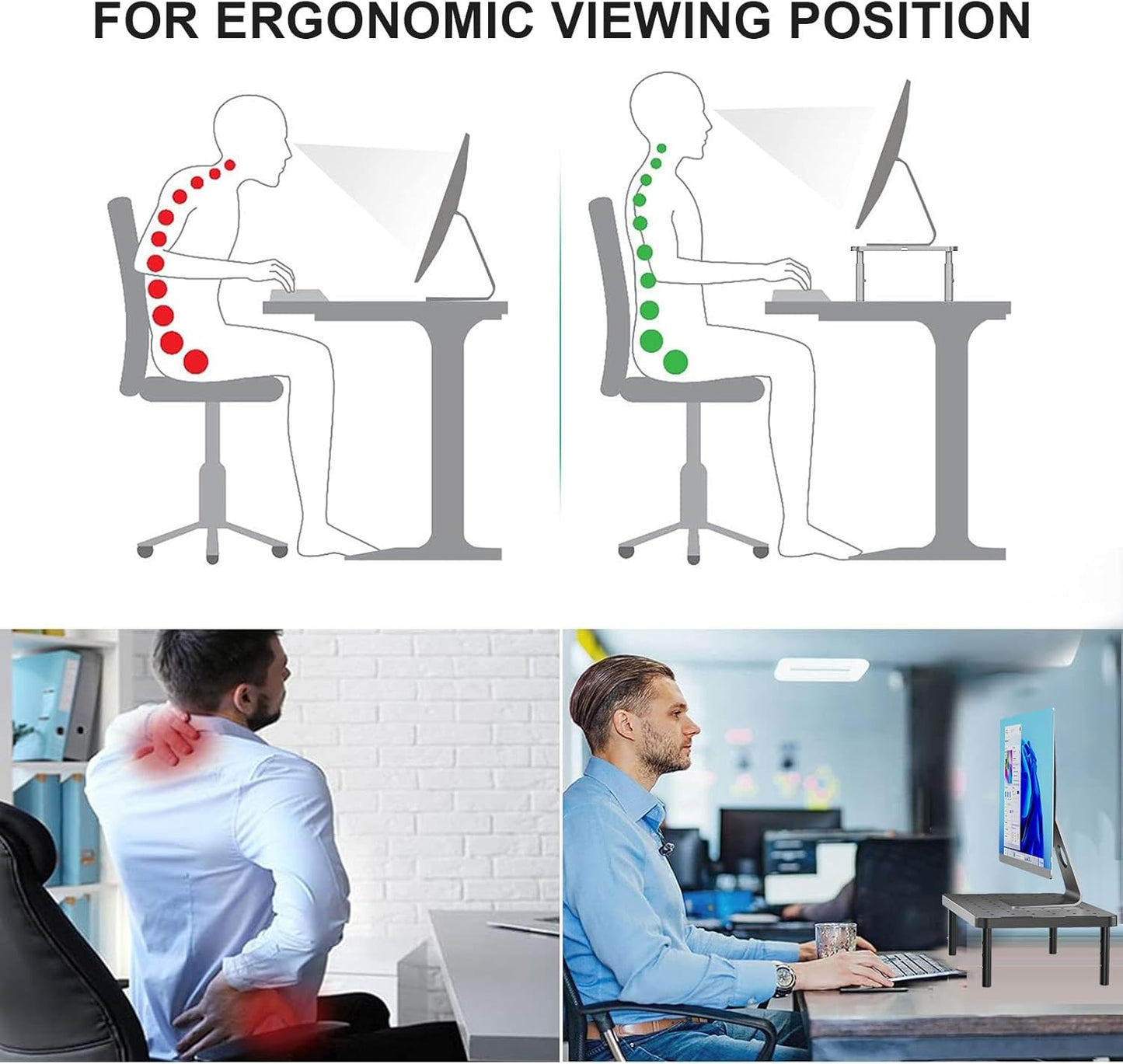 (PTT001-B), 1 Pack, WALI Computer Monitor Stand for Desk, Adjustable Laptop Riser, Desk Monitor Stand Underneath
