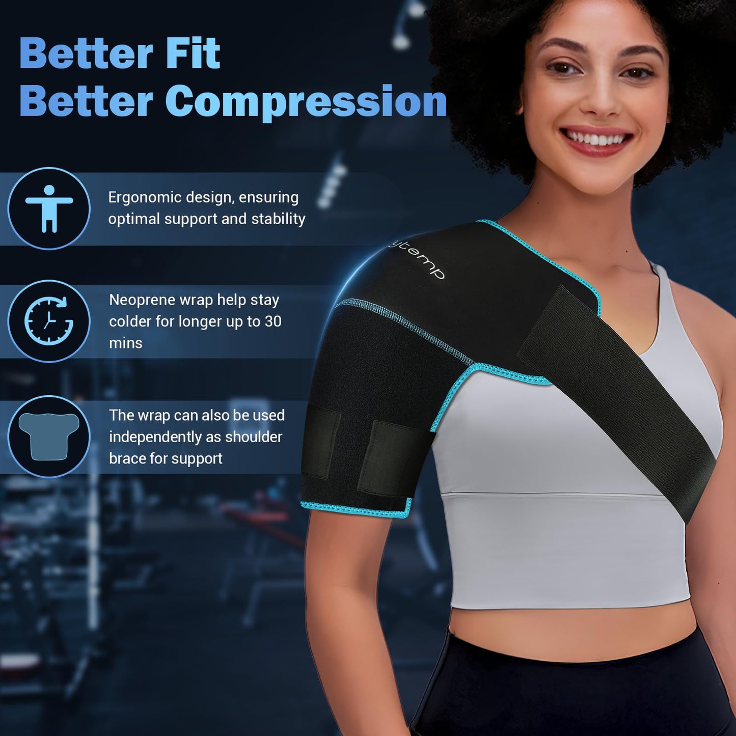 Comfytemp Shoulder Ice Pack Wrap Shoulder Brace Compression Sleeve for Shoulders Pain Relief, 2 Gel Ice Packs for Injuries Reusable, Cold Therapy for Rotator Cuff Recovery, Fathers Day Dad Gifts Men