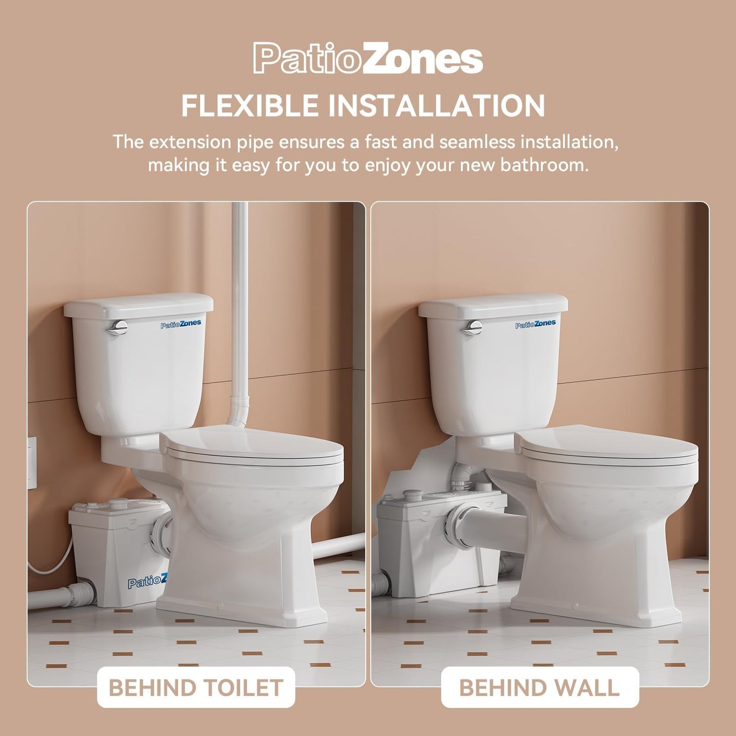 2026 Macerating Toilet System, 17.7" Tall Elongated Toilet with Grinder Pump for Basement Bathroom Sink/Shower/Laundry Wastewater Upflush, Quiet Copper Motor, Less Consumption, Nano-glaze Coating