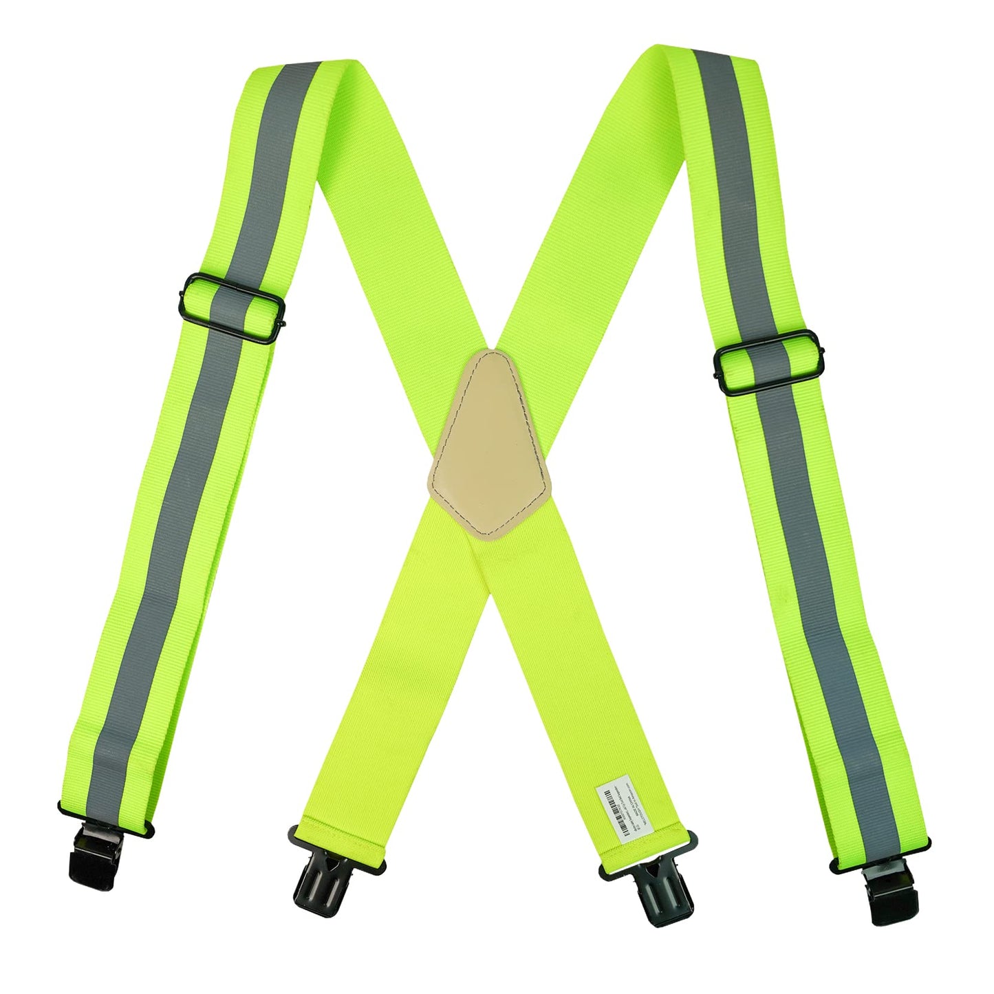MELOTOUGH 2 Inch Work Suspenders | Reflective Safety Suspenders Tool Belt Support & Elastic Straps for Construction (Reflective Green)‌