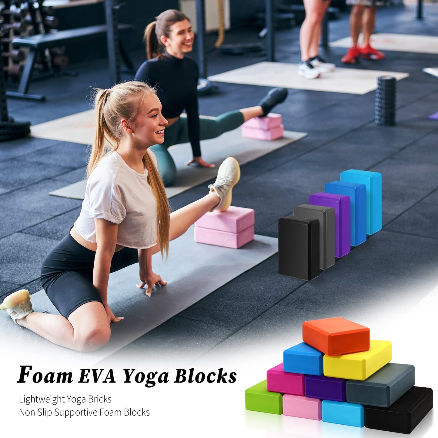 10 Pcs Foam EVA Yoga Blocks Lightweight Yoga Bricks Non Slip Supportive Foam Blocks Yoga Prop Accessories for Yoga, Pilates, Stretching and Meditation, Women Men Yogi Yoga Beginners (Mixed Colors)
