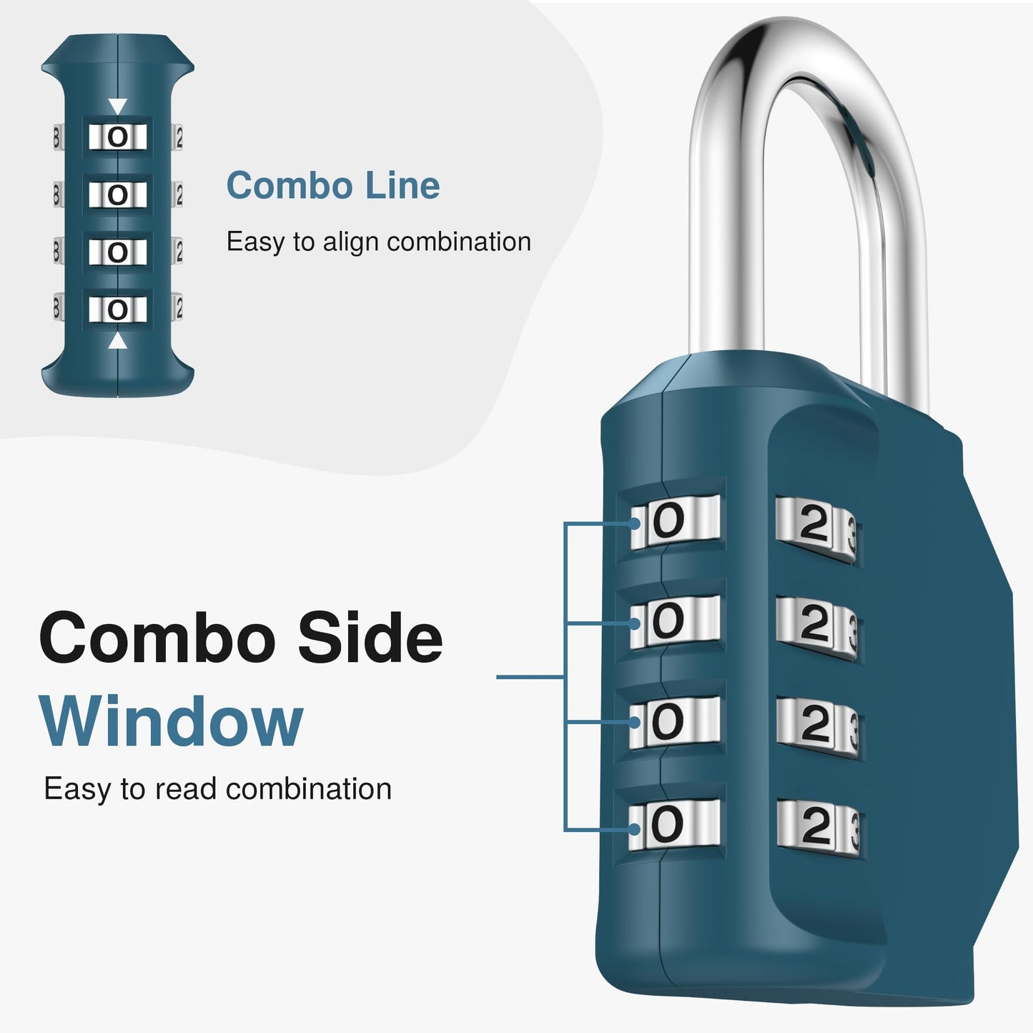 Puroma Combination Lock 4 Digit Waterproof Locker Locks Secure Outdoor Padlock for Gym Lockers, Toolboxes, Gates, Fences, Storage, Sports Locker, Cabinets (Basic Blue Peacock)