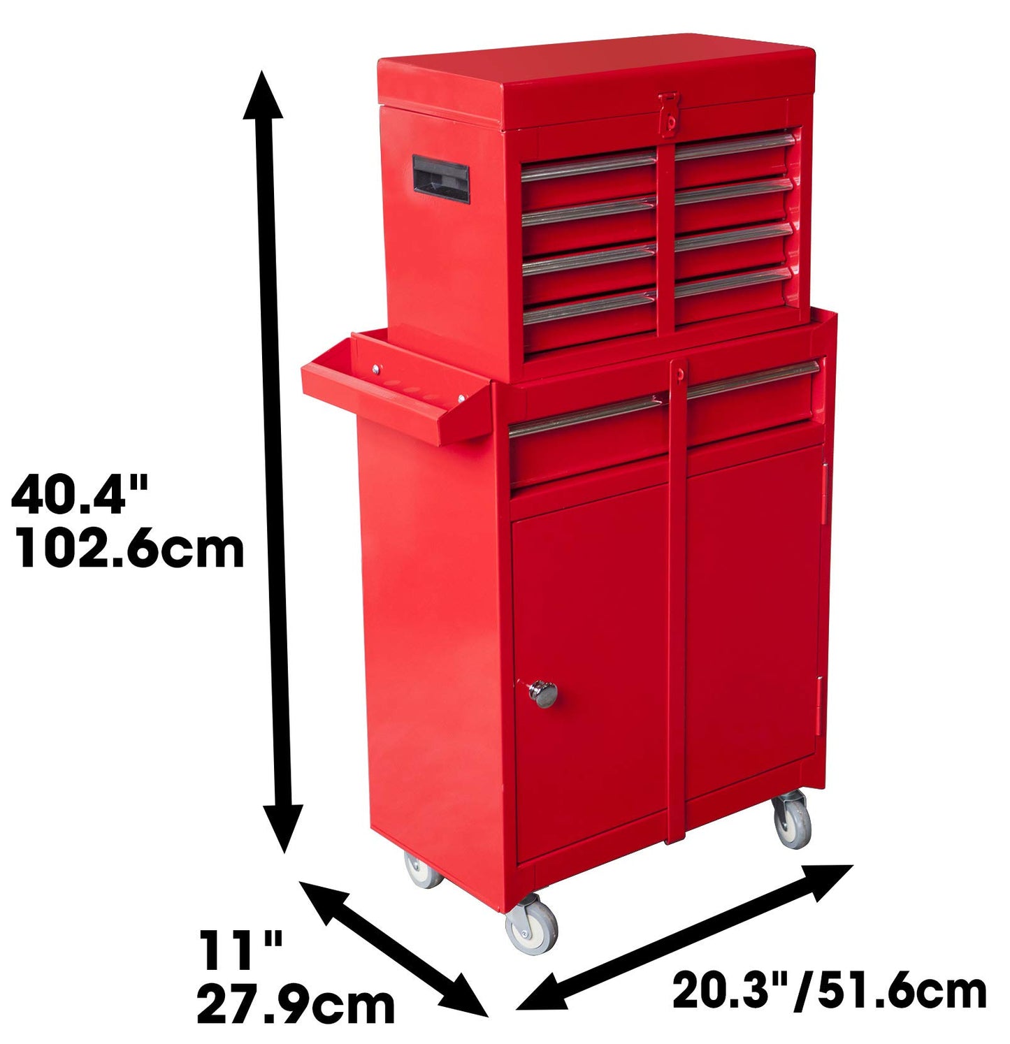 Torin ATBT1204B-RED Rolling Garage Workshop Tool Organizer: Detachable 4 Drawer Tool Chest with Large Storage Cabinet and Adjustable Shelf, Red