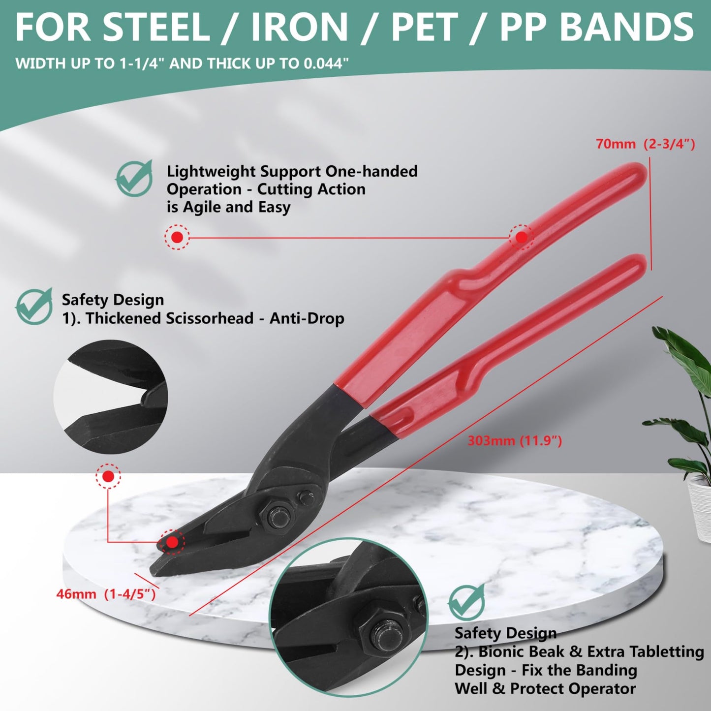 RupXinSplend Steel Banding Strapping Kit -Metal Banding Tool for Strapping Tools for 3/8"~3/4" Metal Strap - Heavy Duty Tensioner, Crimper & Sealer, Cutter for Pallet Package Manual Packing