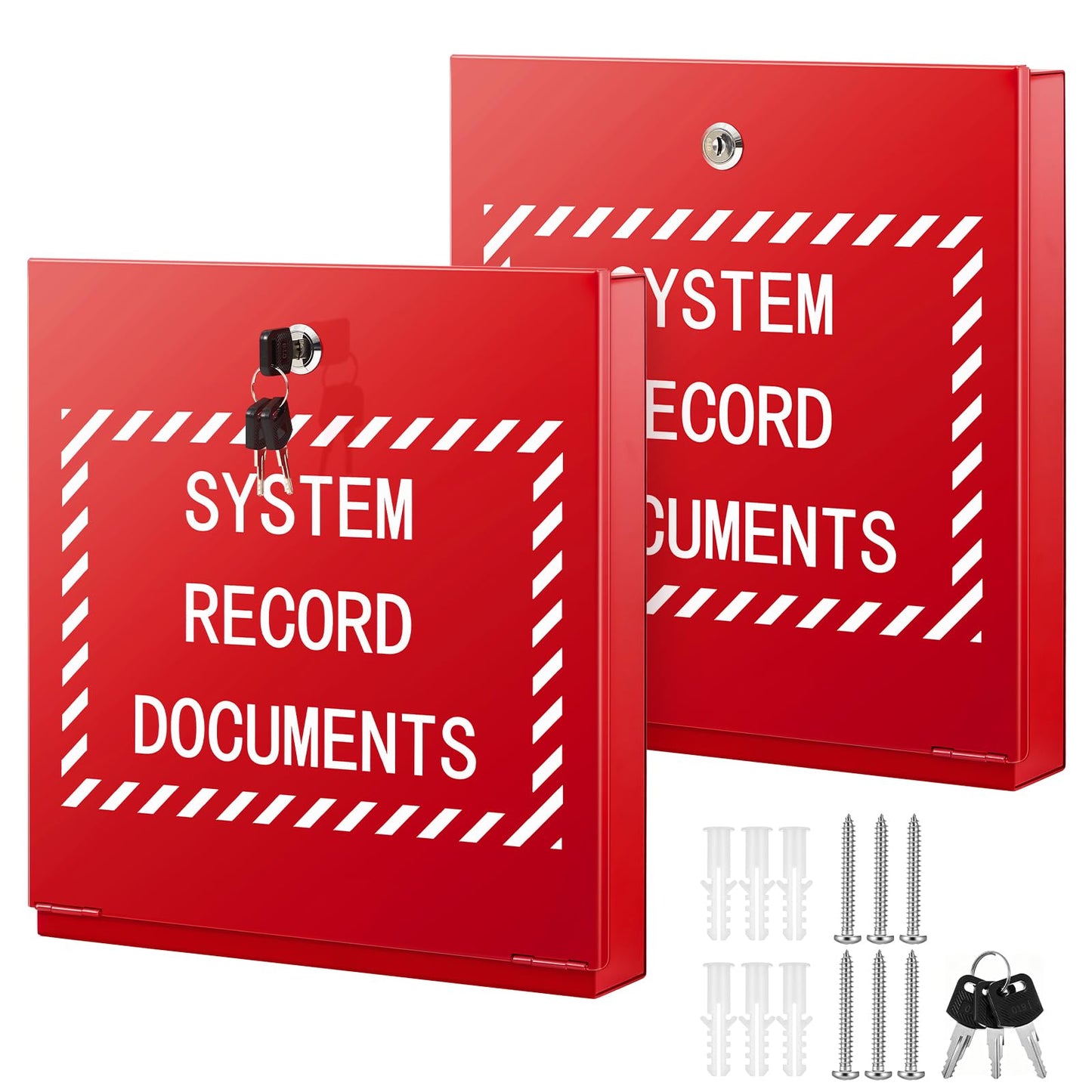 Zonon 2 Sets Systems Record Document Cabinet Lock, System File Cabinet Locking Document Storage Red for Office Home with Keys and Screws(12 in x 13 in x 2.35 in)