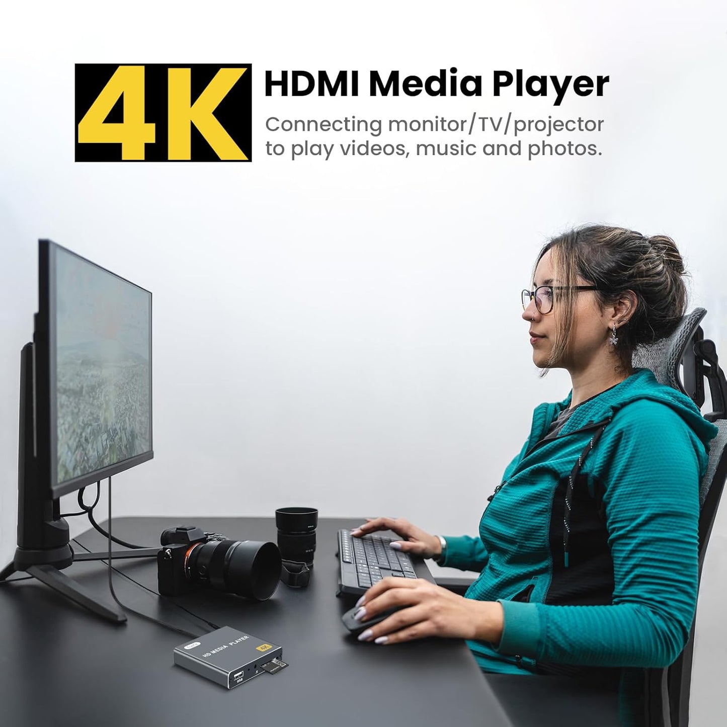 fnetic 4K H.265/HEVC, MP4, Ultra HD Digital Media Player for USB Drives/SD Cards, Digital Signage, Auto Play