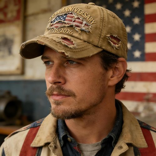 250 Anniversary USA Hat - Ripped Denim Baseball Cap for Men & Women | 250th Celebration Merchandise