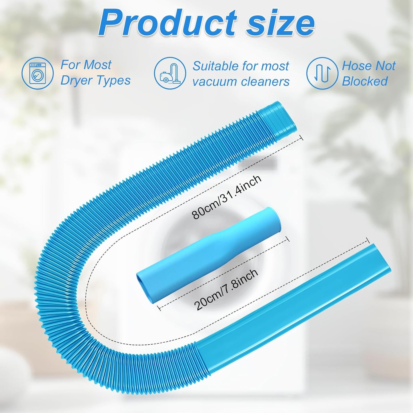 Skiennix Dryer Vent Cleaner Kit - Universal Vacuum Hose Attachment for Effective Lint Removal | Blue