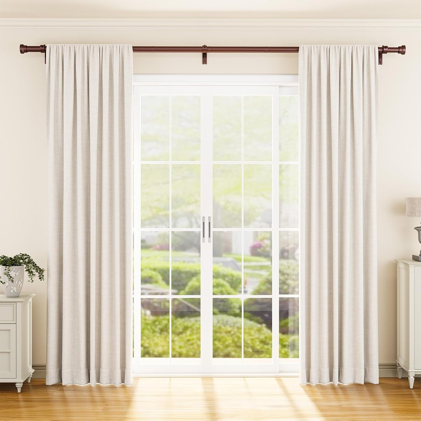 YaFex Curtain Rods - Heavy Duty 1 Inch Adjustable Window Treatment Rods | 32-144 Inch, Bronze Finish