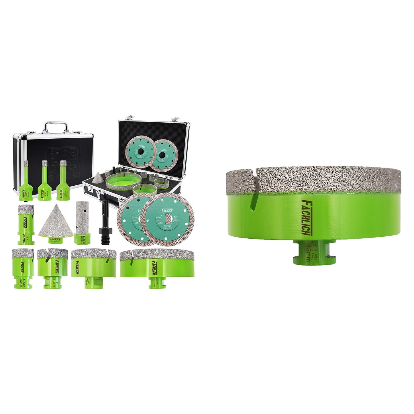 Tile Hole Saw Kit Diamond - (6/8/10/25/35/50/75/127mm Drill Bits+Finger Bit+Chamfer Bit+Adapter+Tile Blade) Diamond Hole Saw Kit for Porcelain Ceramic Marble Brick Granite,5/8"-11 Thread