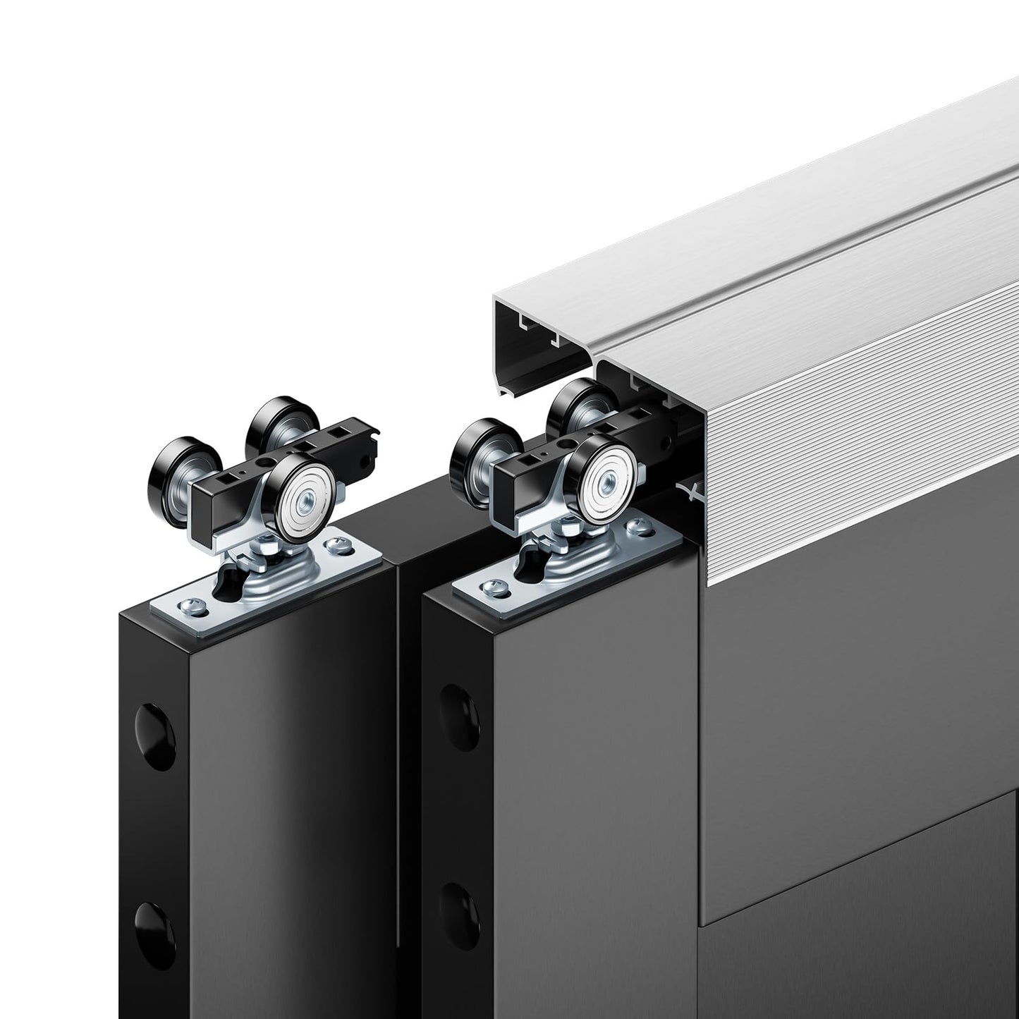 COSHOMER 4FT Bypass Door Hardware, Closet Door Track Kit, Top-Mounted Style, Made of Heavy Duty Aluminum, Smoothly and Quietly, for 2 Doors System - Fit Min Door Panel Width of 24.5in, Silver