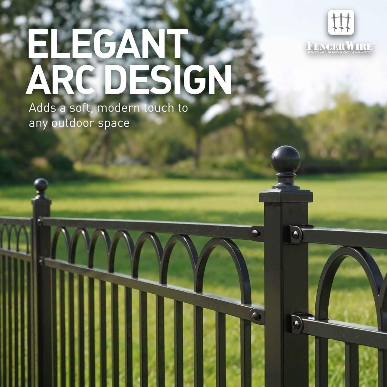 Fencer Wire 104FT Heavy Duty Arc Fence Barrier Kit, Anti-Rust Metal Steel Fence with 4FT Height X 5FT Width Panels, Gate, Posts, Connectors, Outdoor Fencing for Yard, Pool, Patio