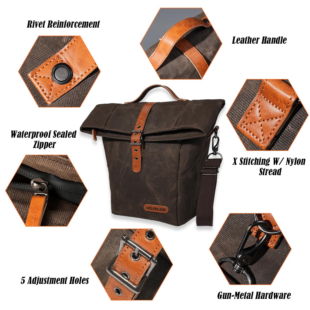 WELKINLAND 6H Insulation Leakproof Waxed Canvas Lunch Bag, Brown Heavy-Duty Lunch Bags, Lunch Tote Bags For Men, Men Lunch Box For Work