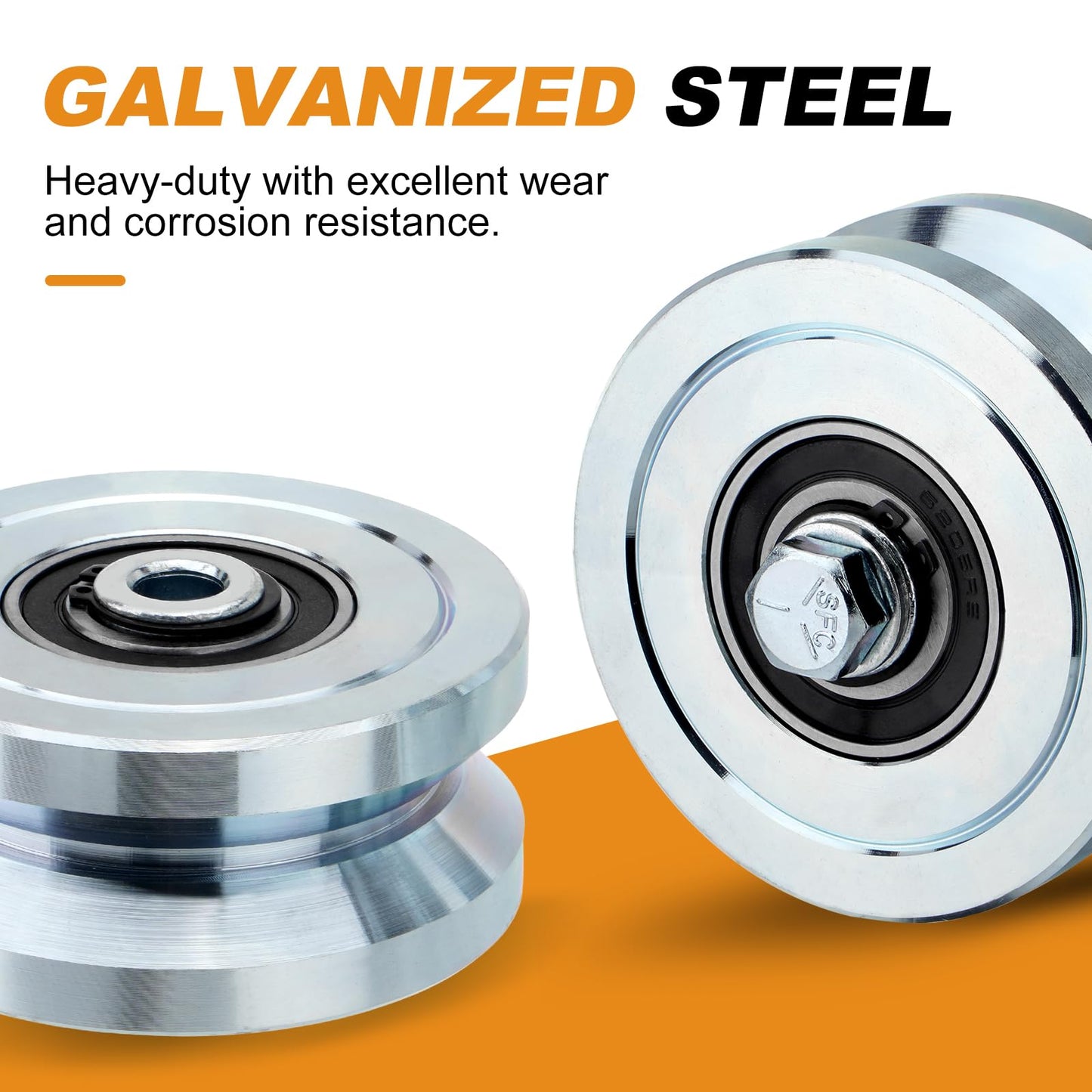 TRUCFUSION 4" V Groove Gate Wheels, Solid Sliding V Groove Wheels, Load Capacity 3000LBS Heavy Duty for Rolling Door Gate V Tracks, 2 Pack