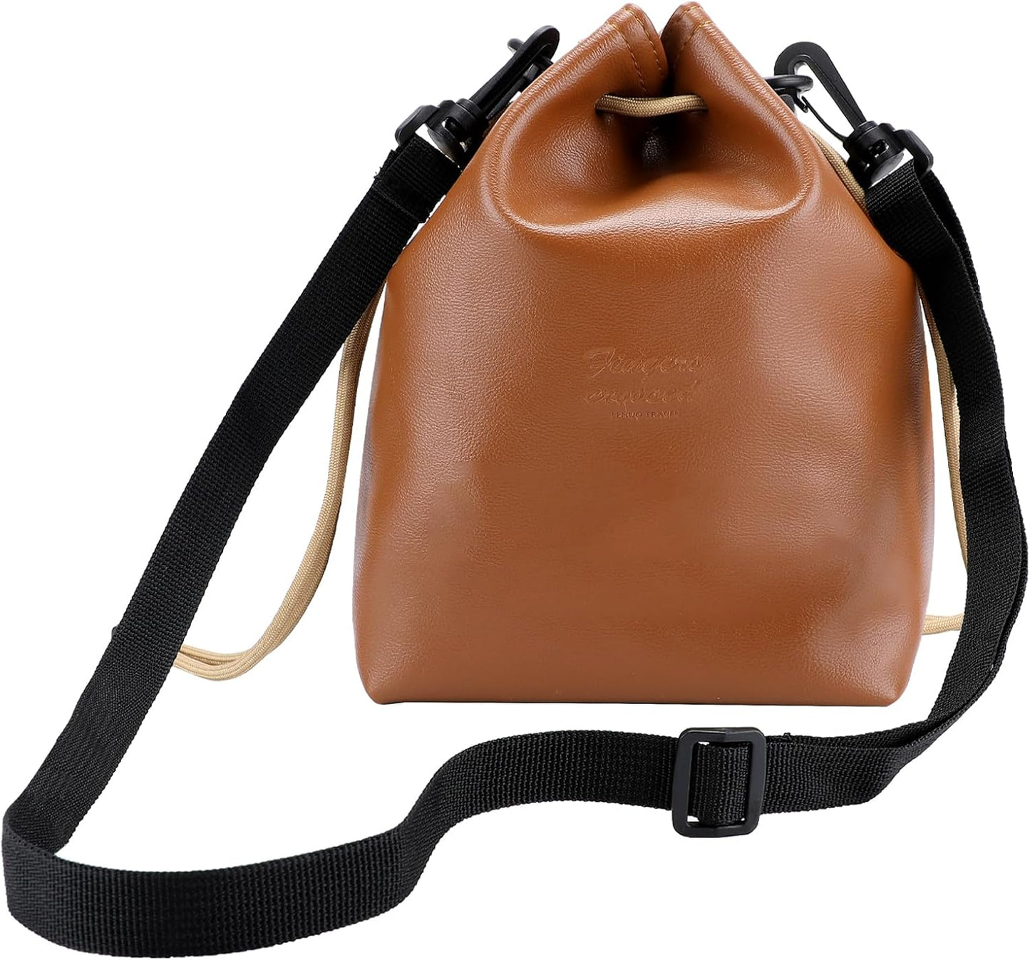 Gabrella Drawstring Camera Bag, Brown Leather Camera Bag with Protective Interior, Comfortable Travel Camera Storage