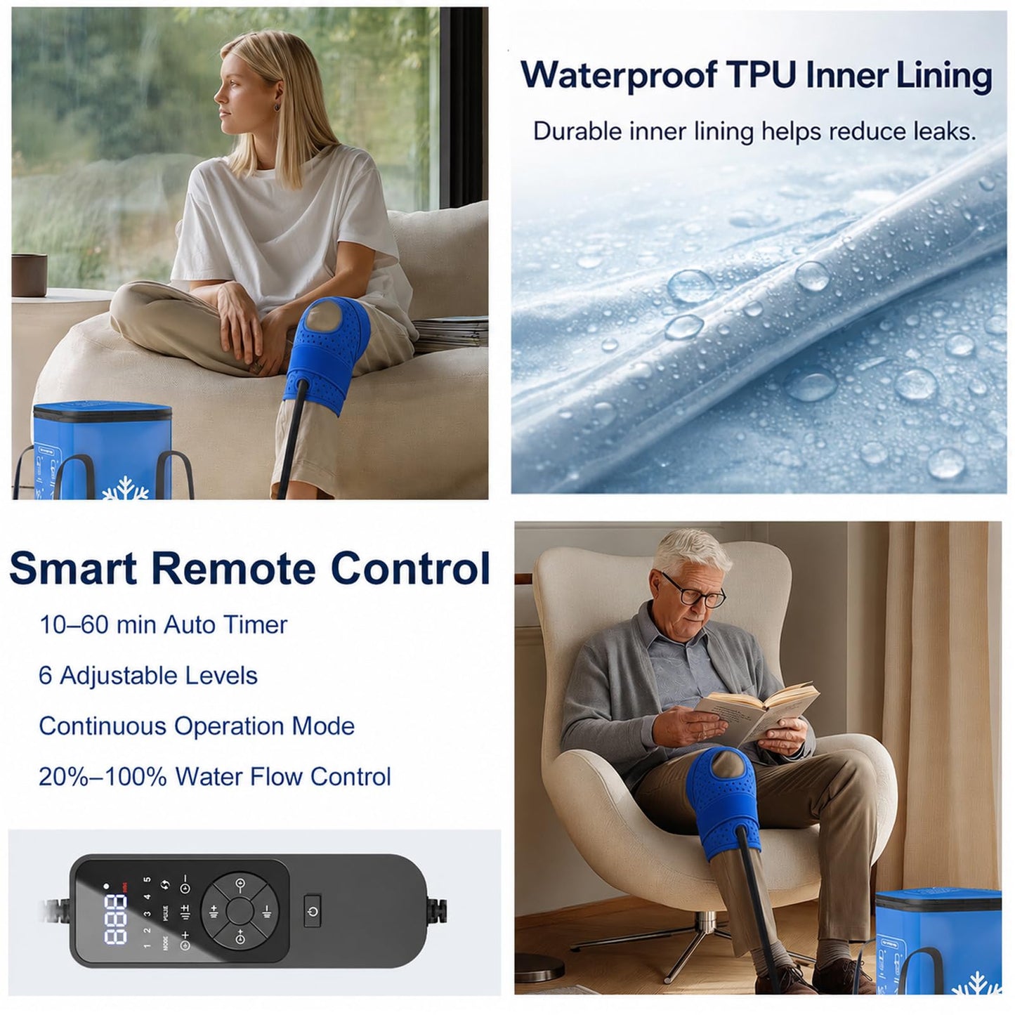 Ice Machine for Knee After Surgery,16QT Quiet Cold Therapy Machine for Knee Replacement with Auto Timer, Leak-Proof Design & Adjustable Flow,Multi-Joint Ice Pads