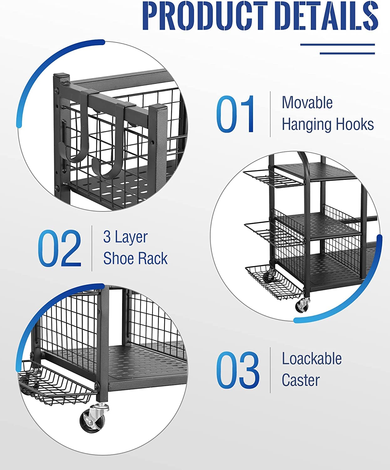 Mythinglogic Golf Club Storage Rack - 2 Golf Bags Stand and Golfing Equipment Accessories Storage Organizer with 4 Removable Hooks, Metal Black Golf Rack for Garage