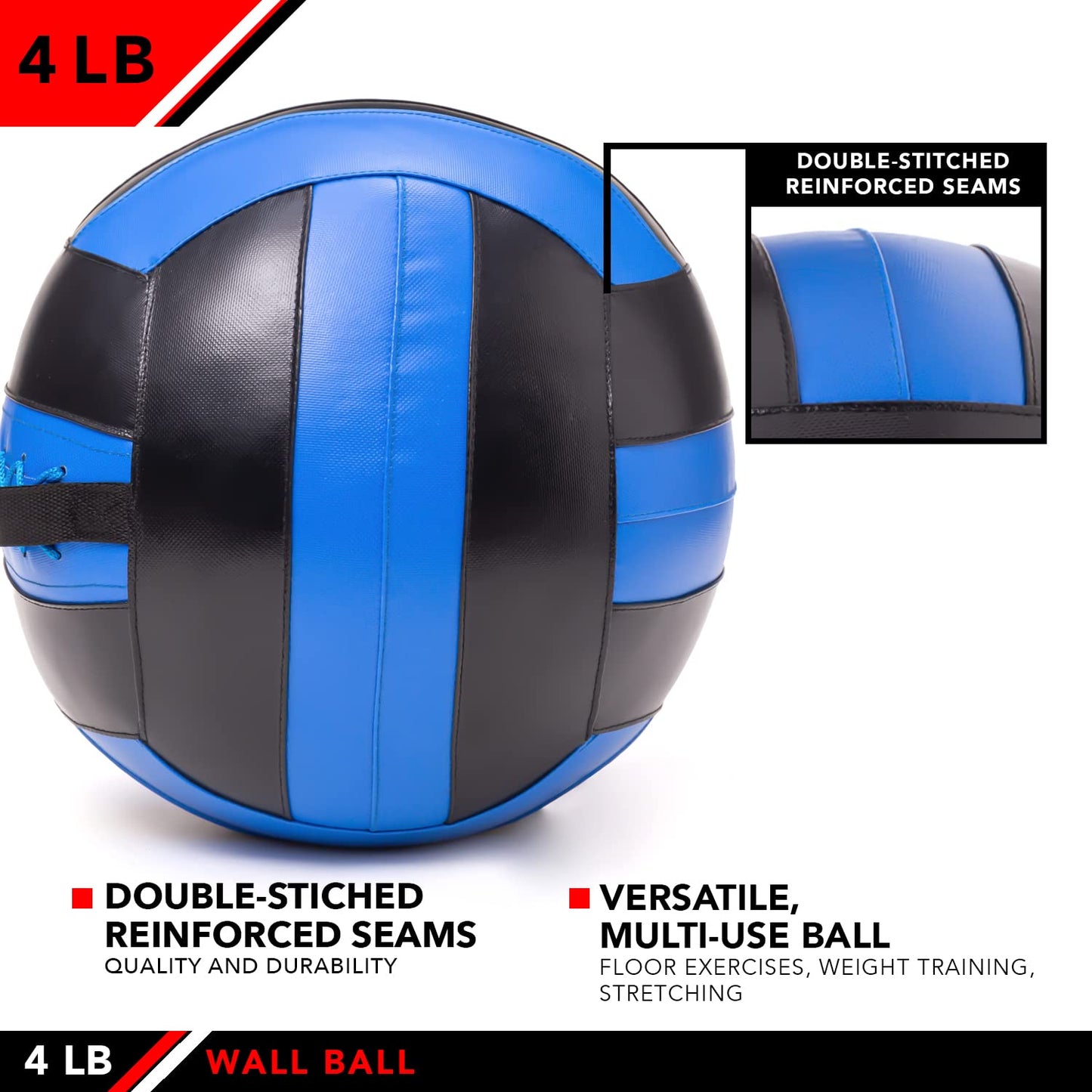 JFIT Soft Wall Medicine Ball, 4 LB, Blue/Black