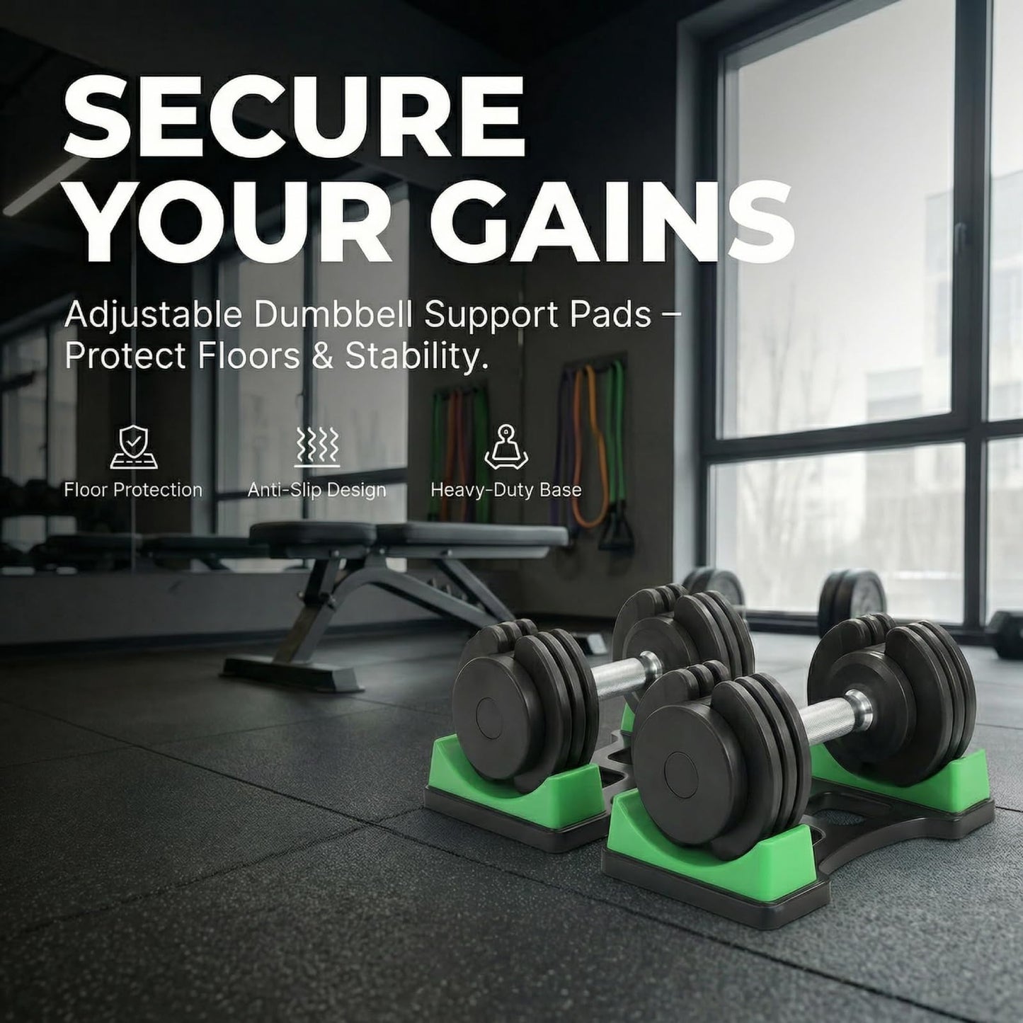 Oumefar 1 Pair Dumbbell Rack Mat Stand Holder ABS Plastic NonSlip Floor Protection Fitness Equipment For Home Gym Workout Storage 60KG Bearing