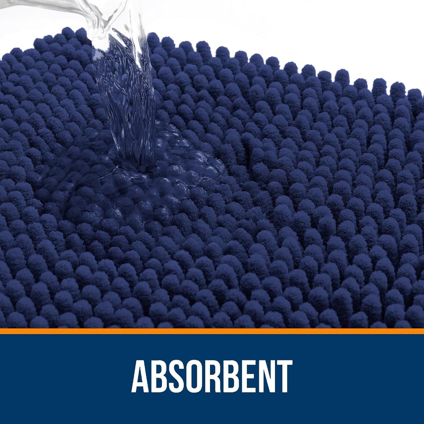 OLANLY Small Bathroom Rugs - Soft Absorbent Chenille Bath Mats | Quick Dry, Machine Washable, 24x16, Twilight Sapphire