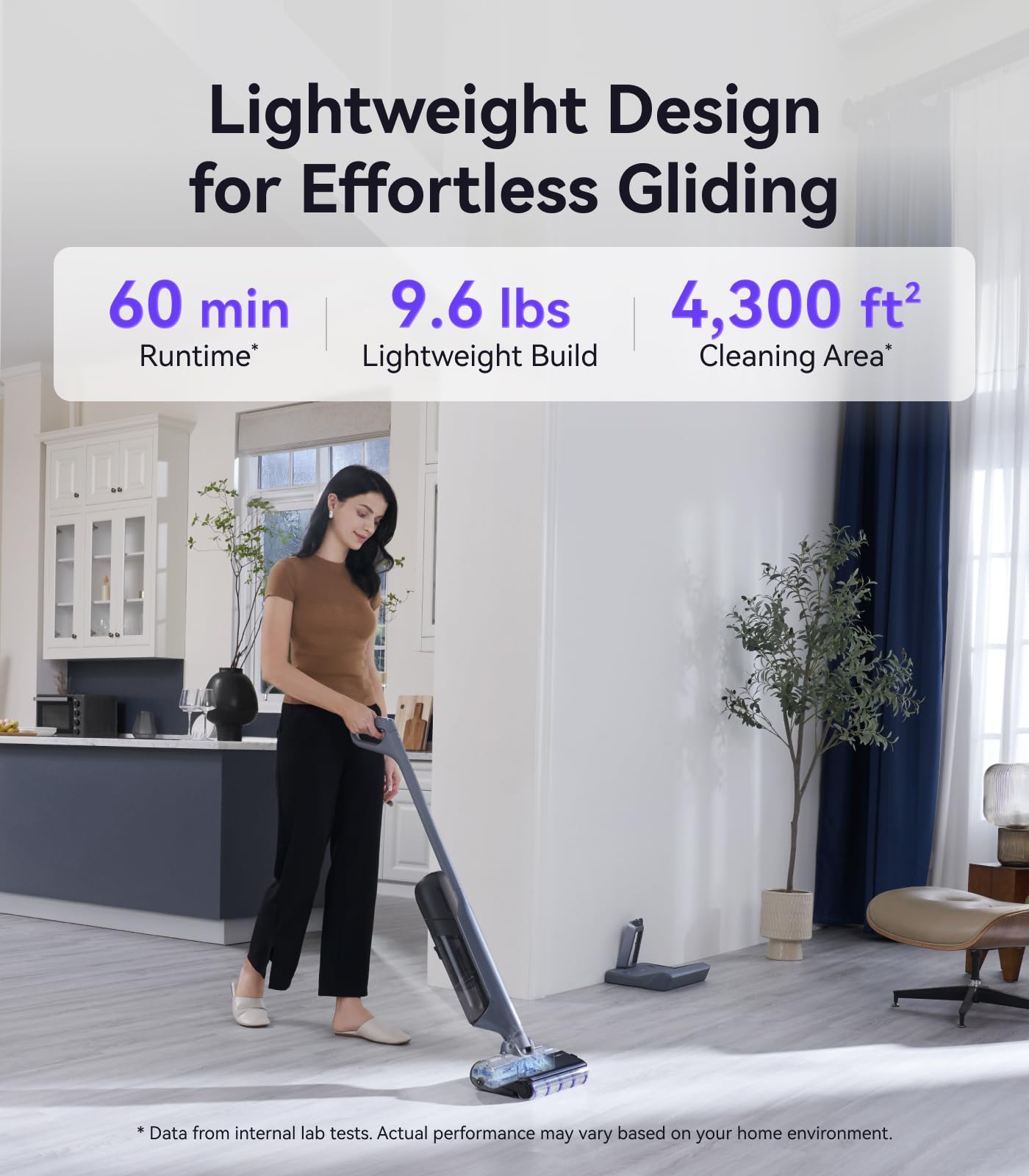 NARWAL S30 Pro Wet Dry Vacuum Cleaner with 20000Pa Suction, Cordless Vacuum Mop for Hard Floors, Tangle-Free Hair-Cutting, 180° Lie Flat, 194°F Self-Cleaning, Disposable Waste Bag, Edge Cleaning