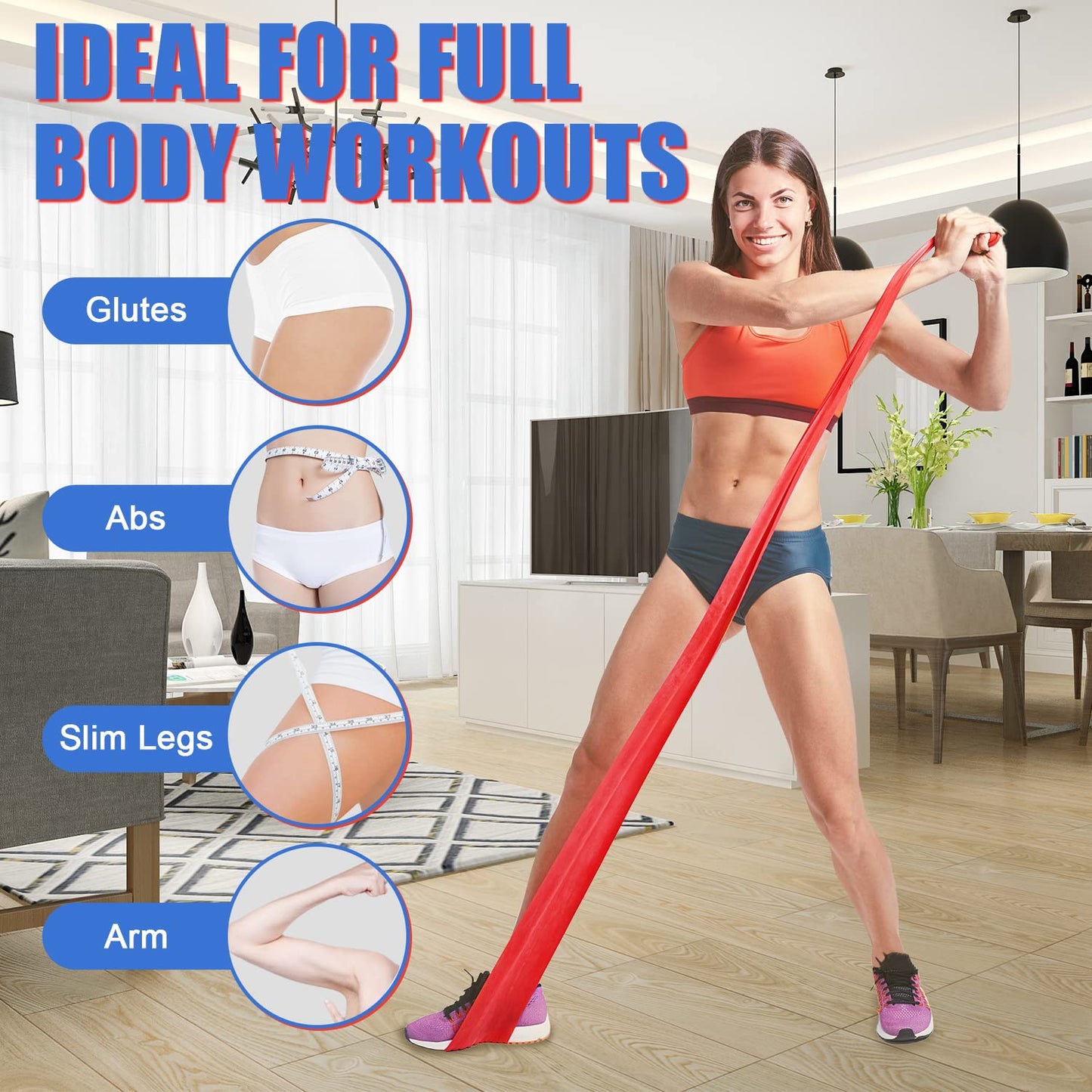Resistance Bands Set, 3 Pack Latex Exercise Bands with Different Strengths,Elastic Bands for Upper & Lower Body & Core Exercise, Physical Therapy, Lower Pilates, Home Workouts, Rehab