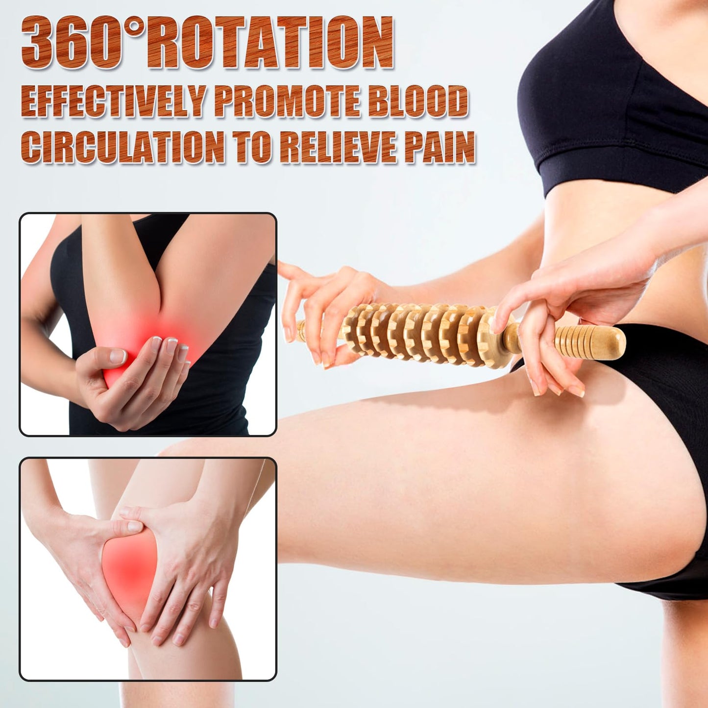 KintKita Wood Therapy Massage Tools,Wooden Massager Stick Roller Lymphatic Drainage Tool,Maderoterapia Kit Self Massage Roller Tool for Cellulite Reduction,Muscle Tension and Body Shaping,Contouring