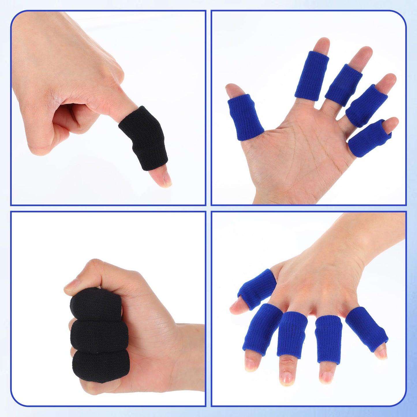 TIESOME 20Pcs Sport Finger Sleeves, Breathable Finger Brace Elastic Fingers Support Sleeves Compression Fingers Sleeve Thumb Splints for Relief Support Protector and Relieving Pain