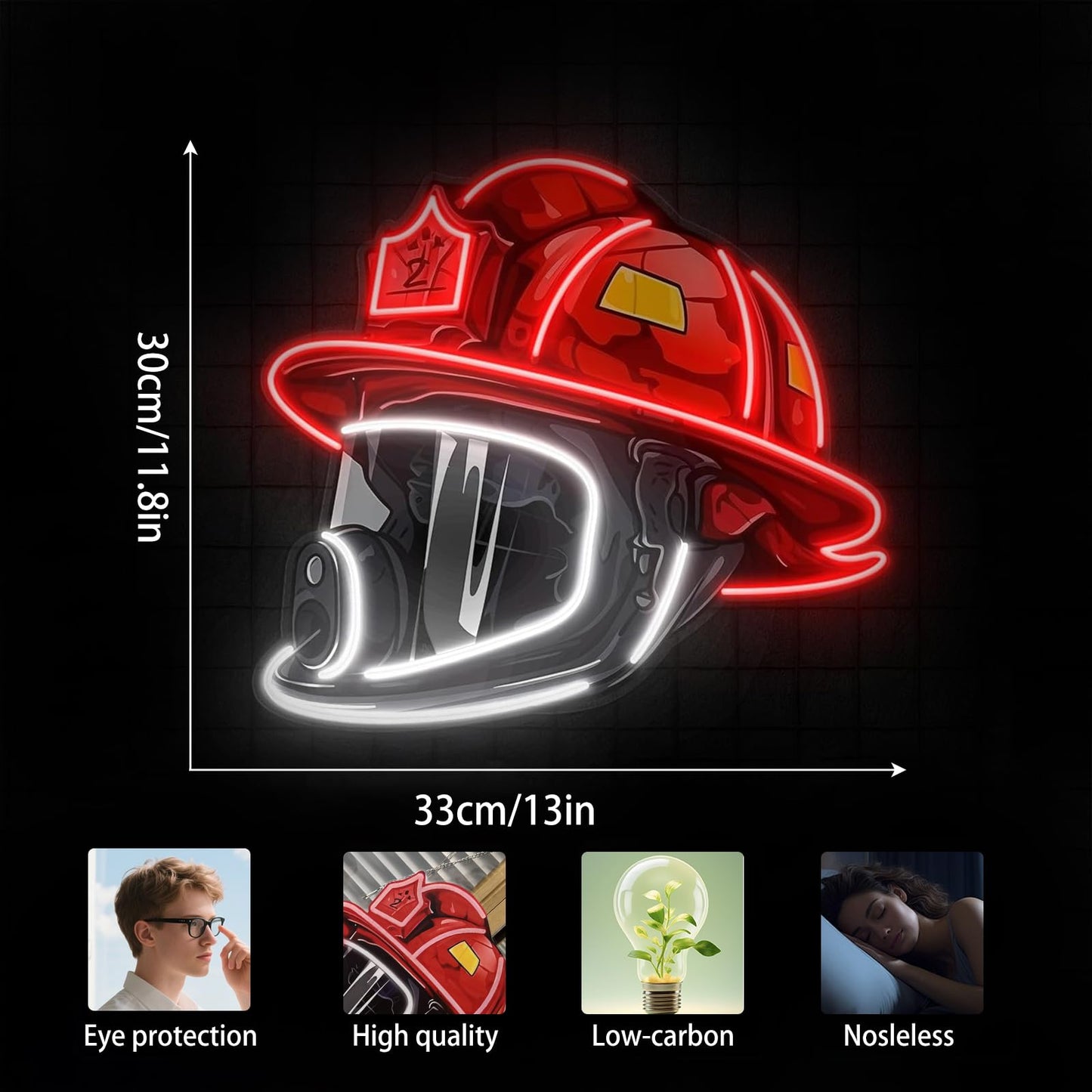 Firefighting Helmet Neon Sign,USB Powered Neon Light,Hero Decor Neon Light USB Powered LED Dimmable,for Hero Wall Decor Man Cave Firefighting Sign Wall Decor art, Firefighting Gift
