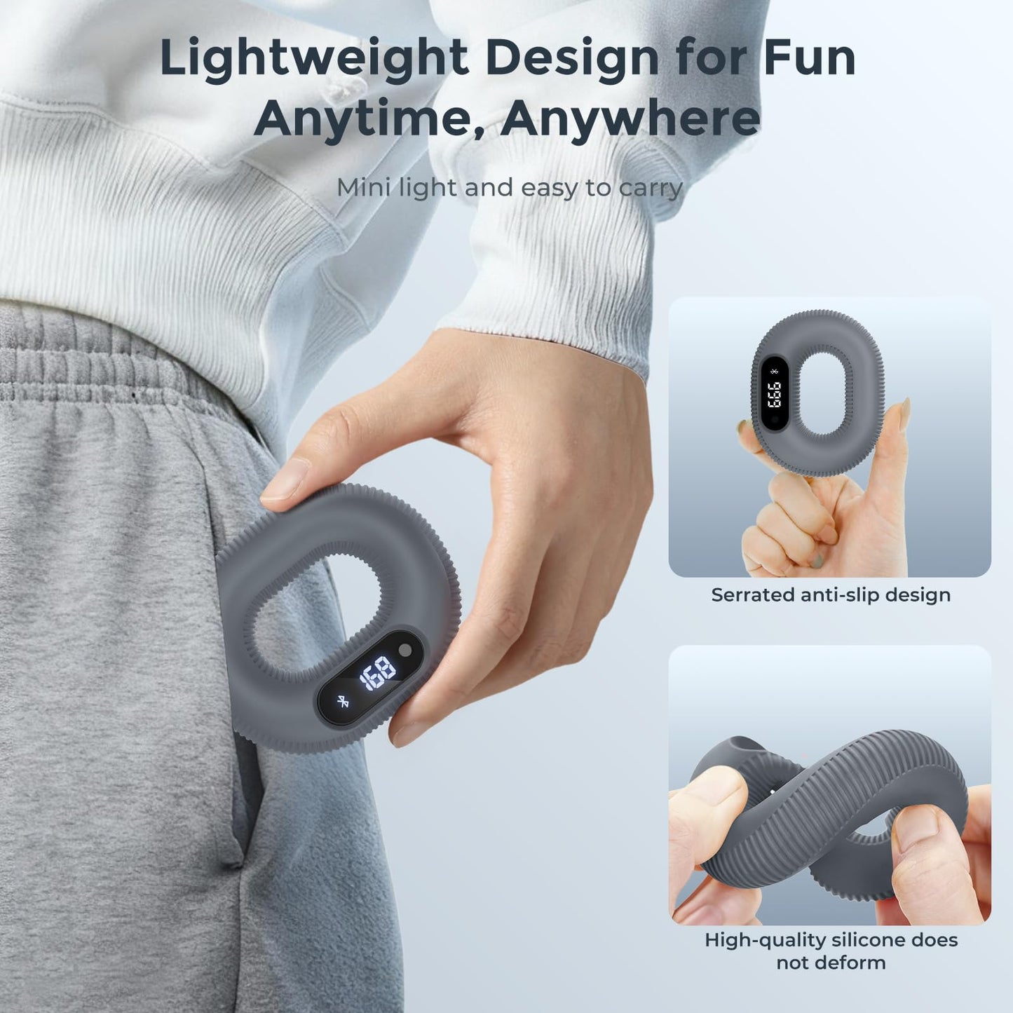 Grip Strength Trainer with Smart Bluetooth APP, Countable Hand Extension Exerciser for Muscle Building and Injury Recover, Portable Hand Exerciser at Office, School and Home Use, Silicone (30 LB)