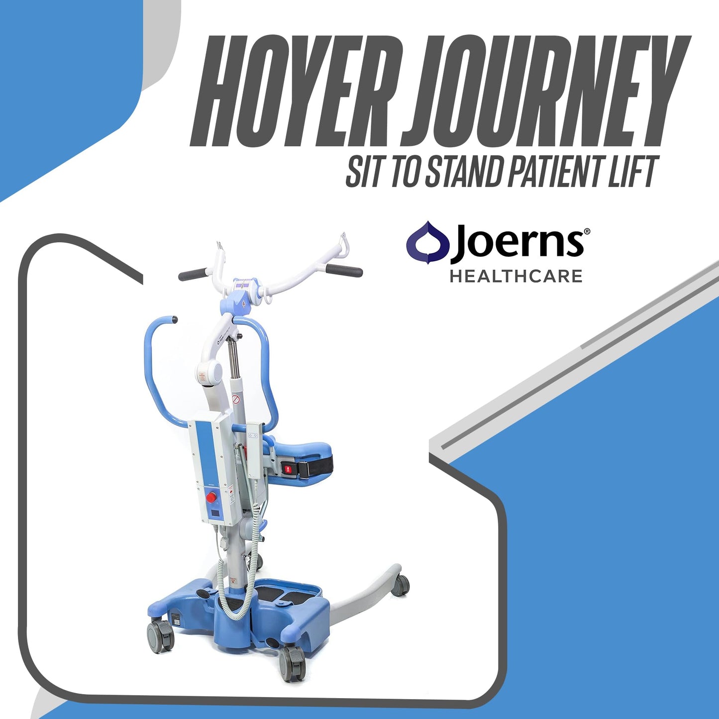 Joerns Hoyer Journey Sit to Stand Electric Power Patient Lift | Ultra Compact, Portable Folding Stand Aid | Safe Working Load 340 Lbs. | Smart Monitor Technology