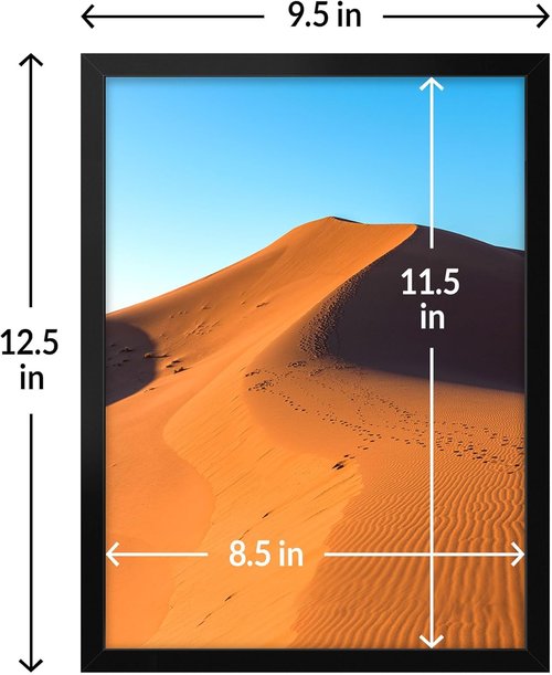 LaVie Home 9x12 Picture Frame - Classic Black Wall Display Frame with HD Plexiglas | Vertical & Horizontal Use