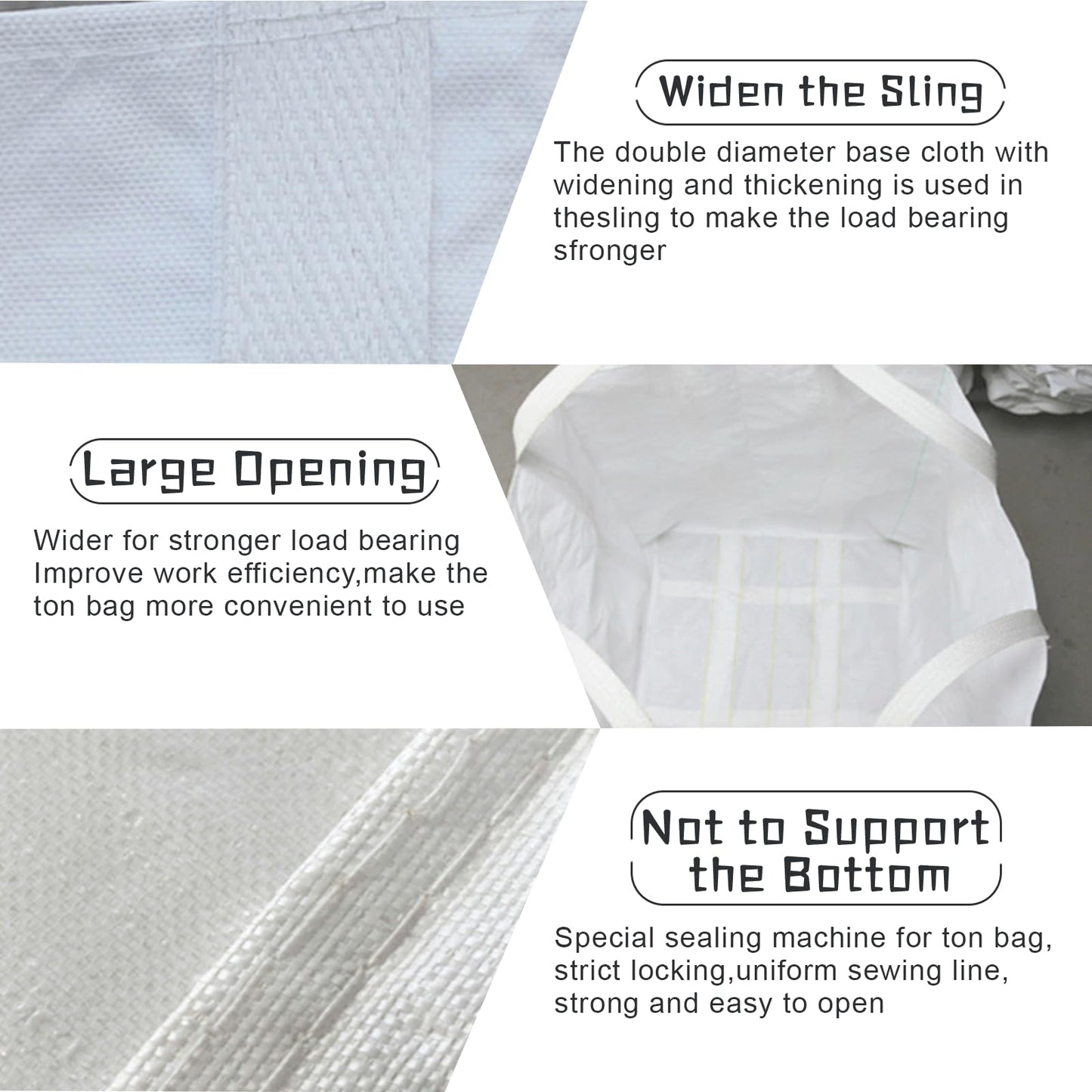 FIBC Bulk Bag Bag 3500lbs 10 Pack 35"L x 35"W x 43"H,1.6 Ton Woven Polypropylene Sacks Flat Bottom Heavy Duty Bulk Bag for Industry Agriculture (10)