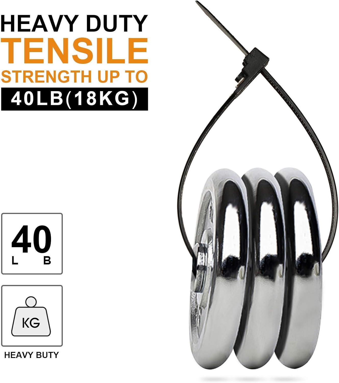 100Pcs 8 Inch 40lbs Heavy Duty Industrial Zip Toes Tensile Strength Releasable Black Tie Wraps Reusable Zip Toes Tie