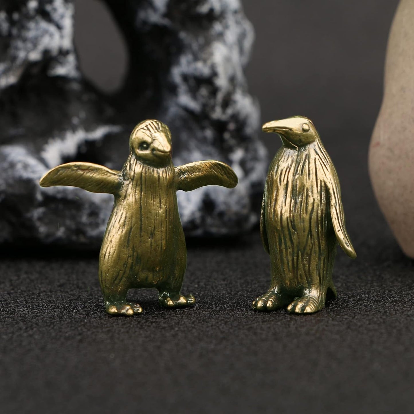 Skiennix Brass Penguin Statue Set - Charming Ocean-Inspired Décor | Perfect for Feng Shui Collection