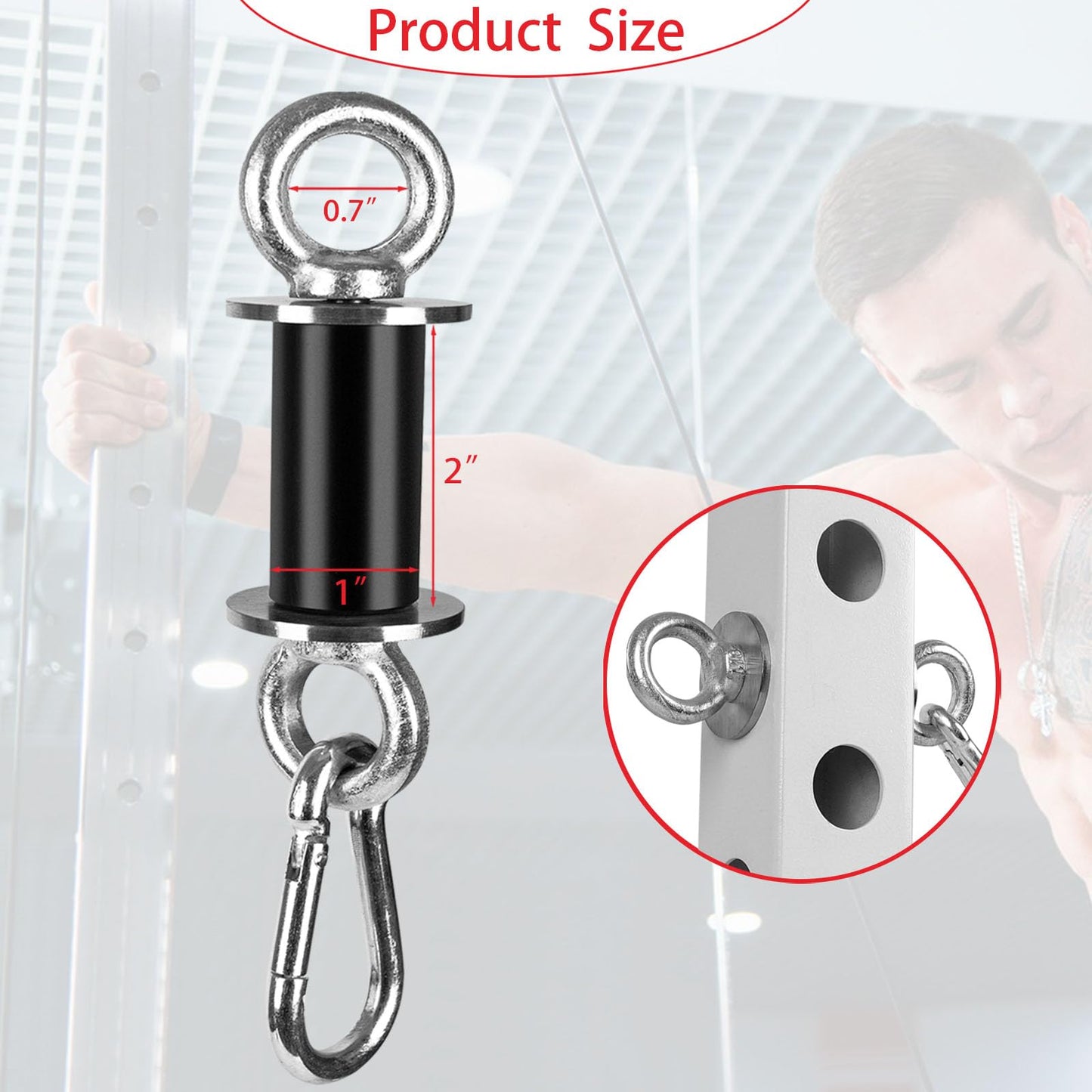 Ertuohg 2PCS Power Rack Attachments, Heavy Duty Squat Rack Attachments, Power Rack Shackle Band Attachment for Strength Training, Resistance Band Accessories Fits 1" Holes